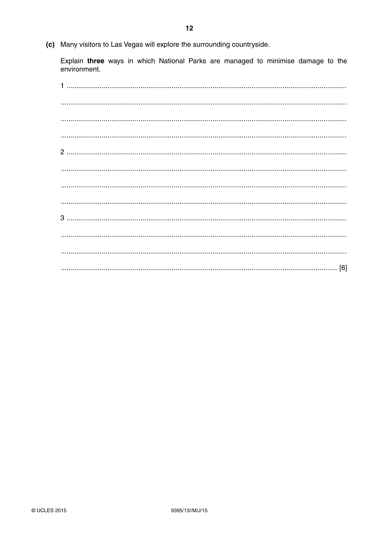 Cambridge A Level Travel and Tourism 9395 2015 May/June Paper 1 · Variant 3 question paper, page 12 of 16