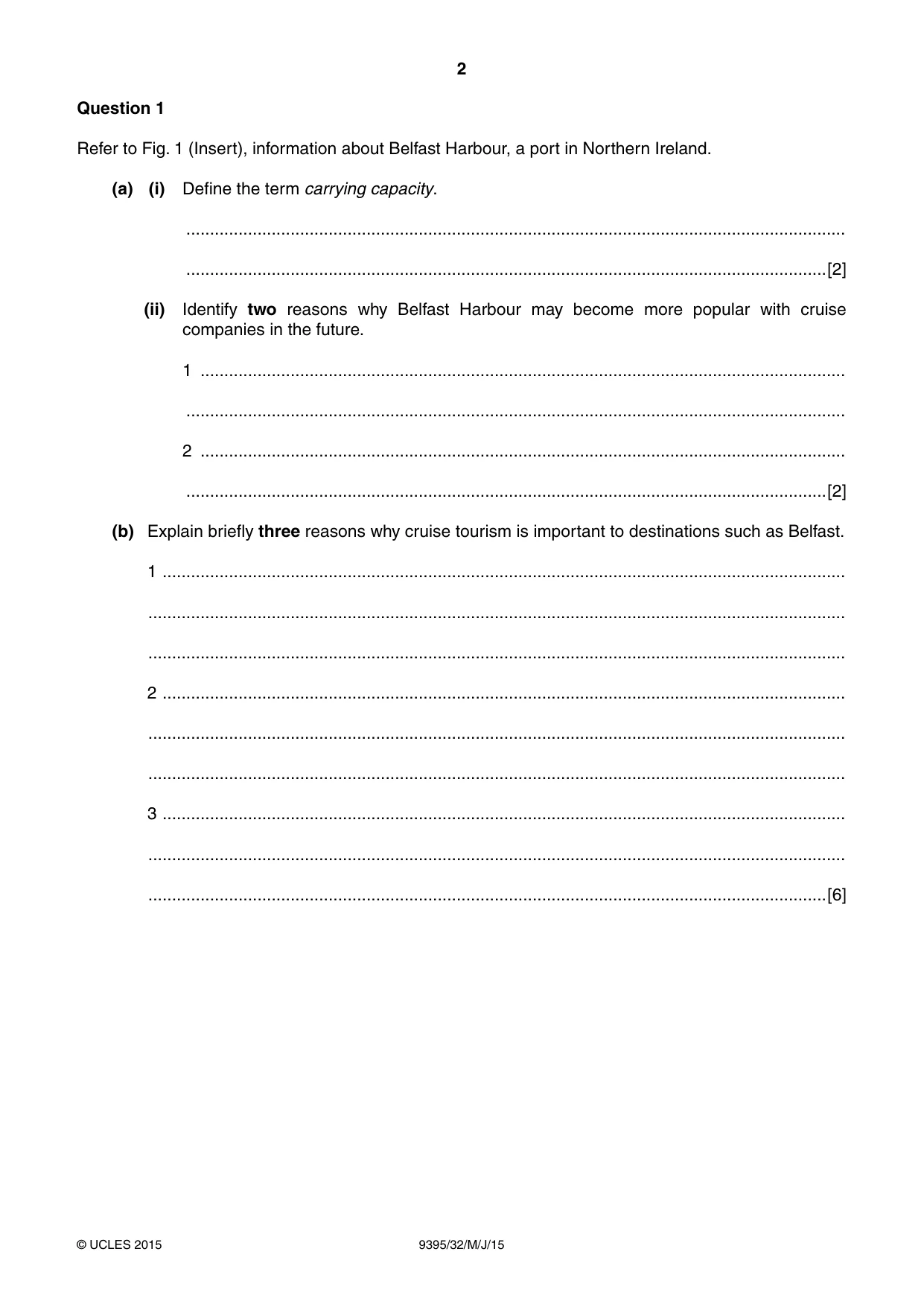 Cambridge A Level Travel and Tourism 9395 2015 May/June Paper 3 · Variant 2 question paper, page 2 of 16