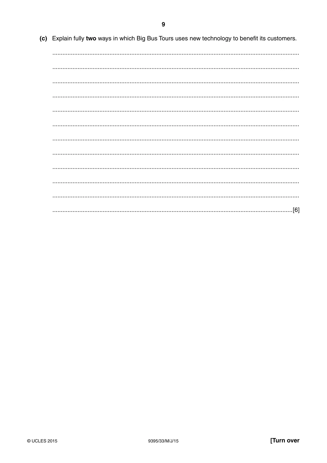 Cambridge A Level Travel and Tourism 9395 2015 May/June Paper 3 · Variant 3 question paper, page 9 of 16