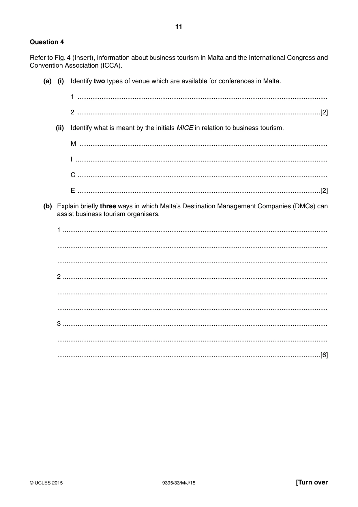 Cambridge A Level Travel and Tourism 9395 2015 May/June Paper 3 · Variant 3 question paper, page 11 of 16