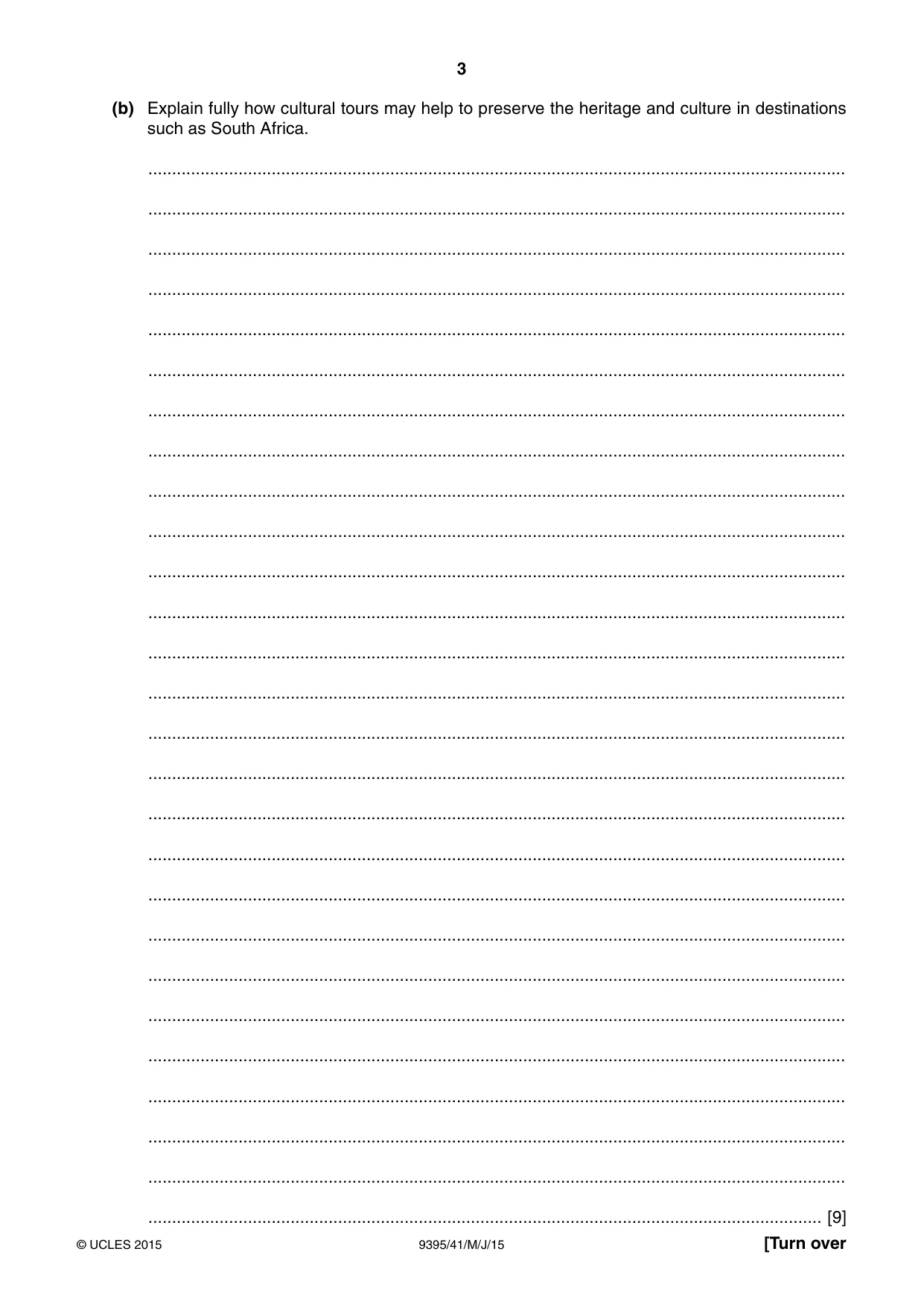 Cambridge A Level Travel and Tourism 9395 2015 May/June Paper 4 · Variant 1 question paper, page 3 of 8