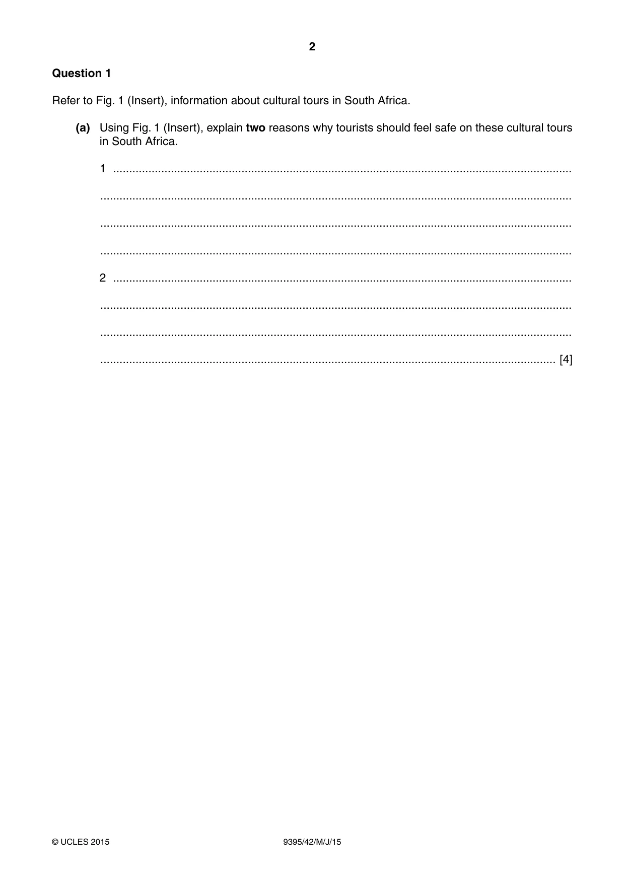 Cambridge A Level Travel and Tourism 9395 2015 May/June Paper 4 · Variant 2 question paper, page 2 of 8