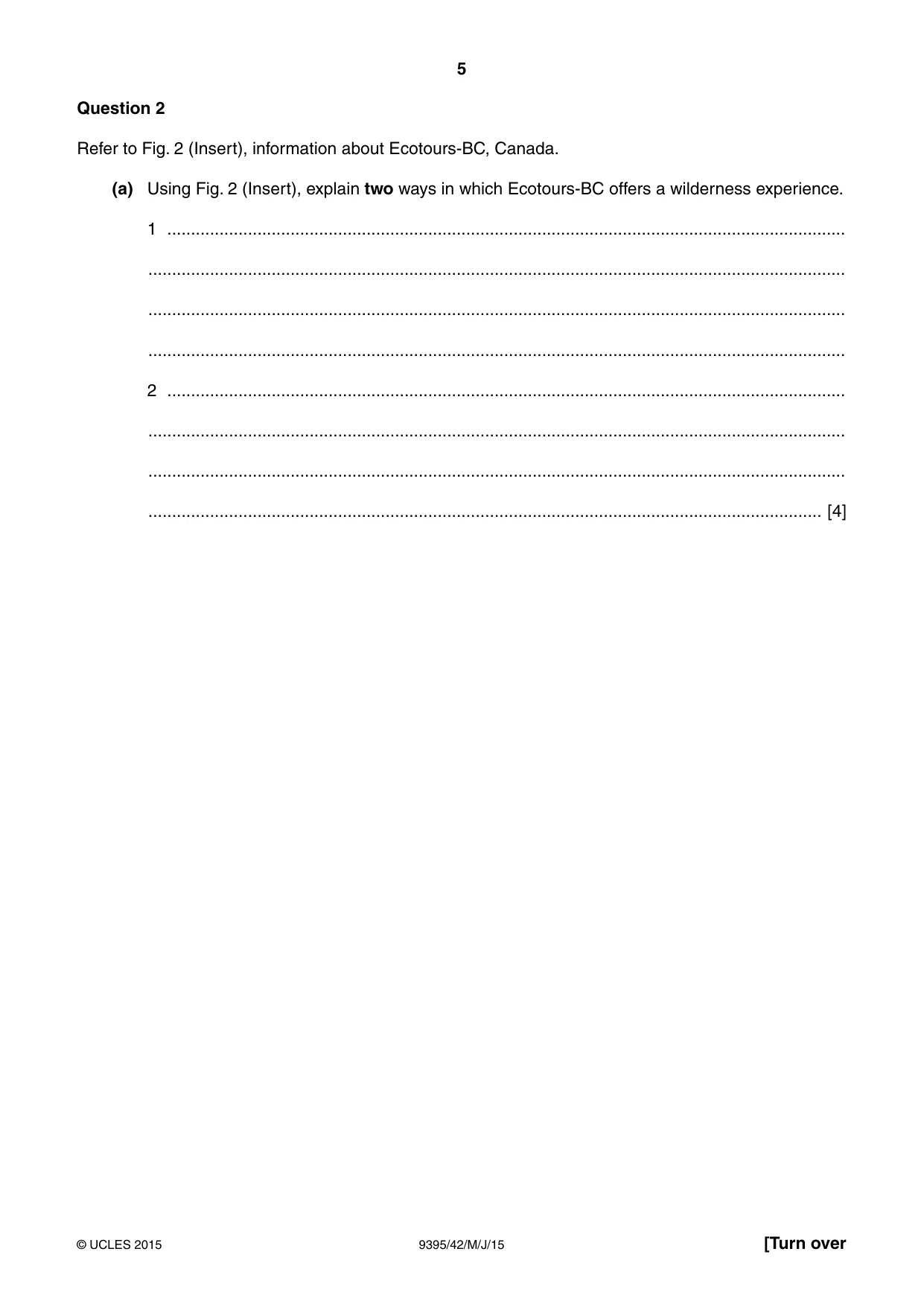 Cambridge A Level Travel and Tourism 9395 2015 May/June Paper 4 · Variant 2 question paper, page 5 of 8