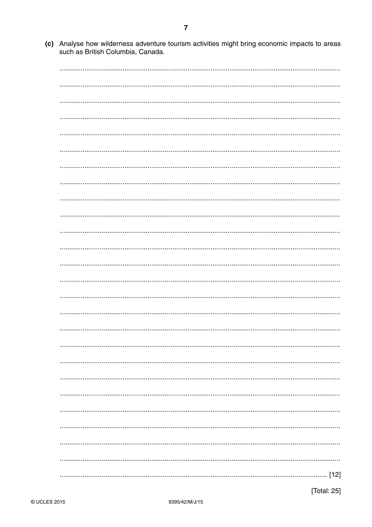 Cambridge A Level Travel and Tourism 9395 2015 May/June Paper 4 · Variant 2 question paper, page 7 of 8