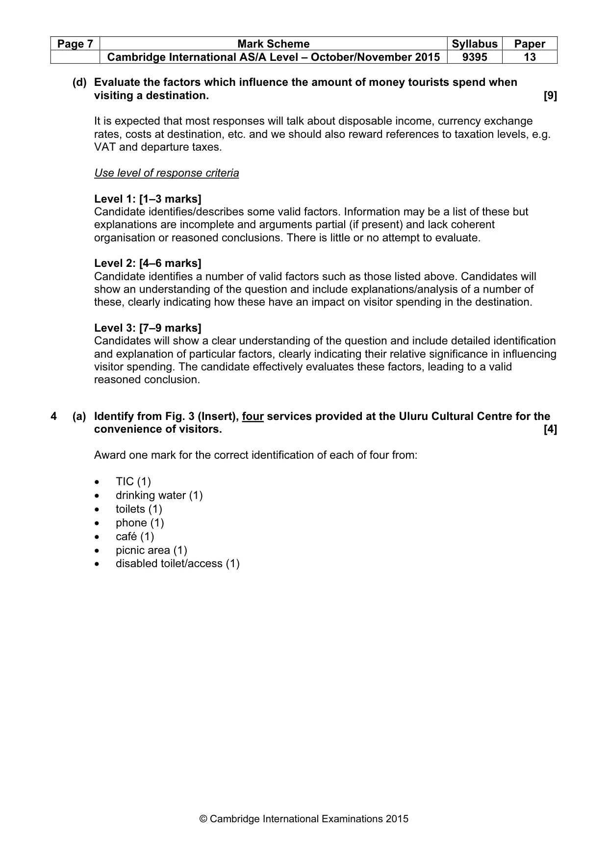 Mark scheme, page 7 of 9