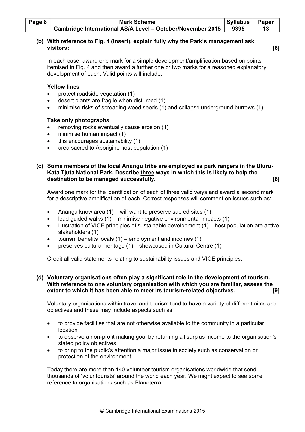 Mark scheme, page 8 of 9