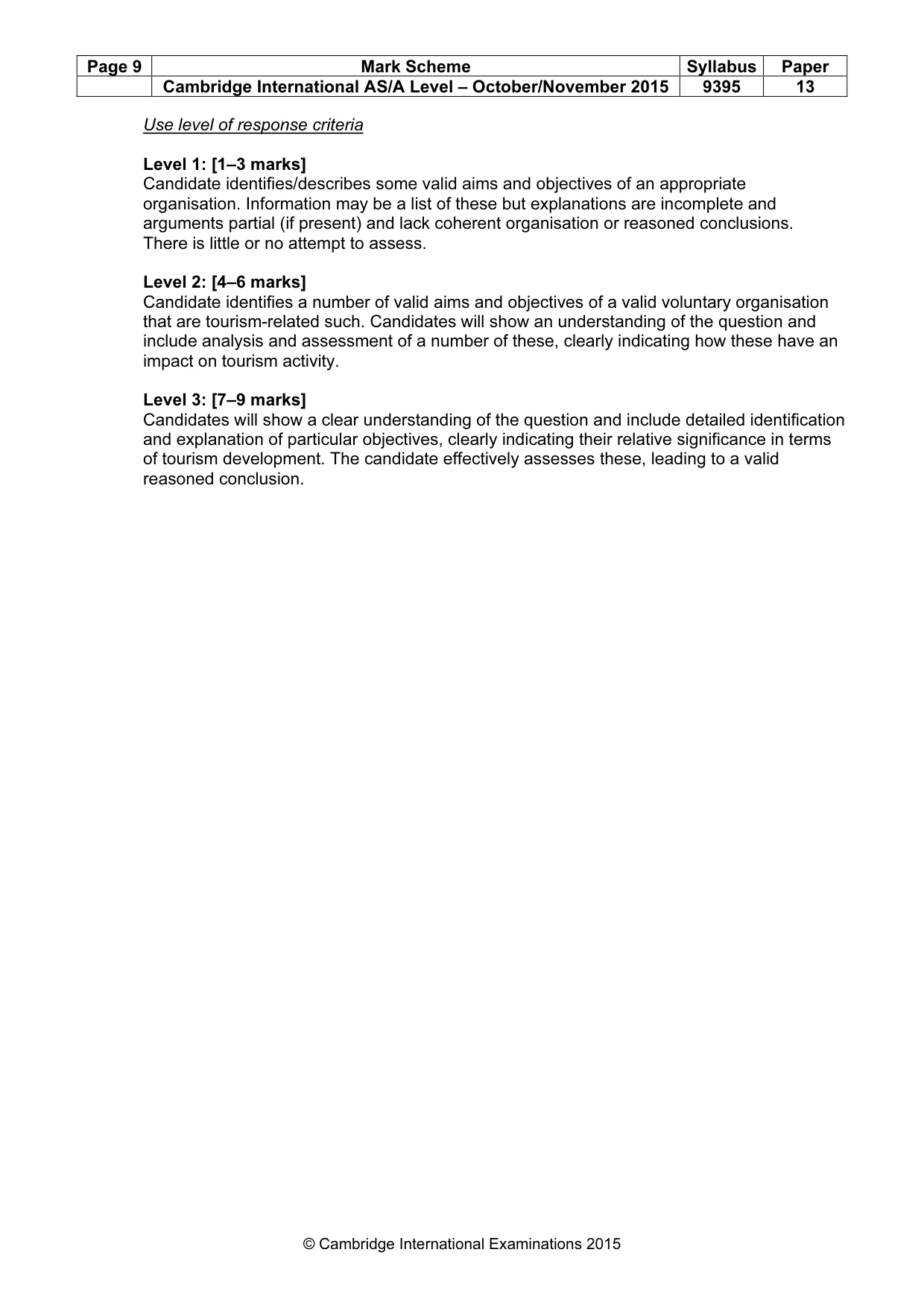 Mark scheme, page 9 of 9