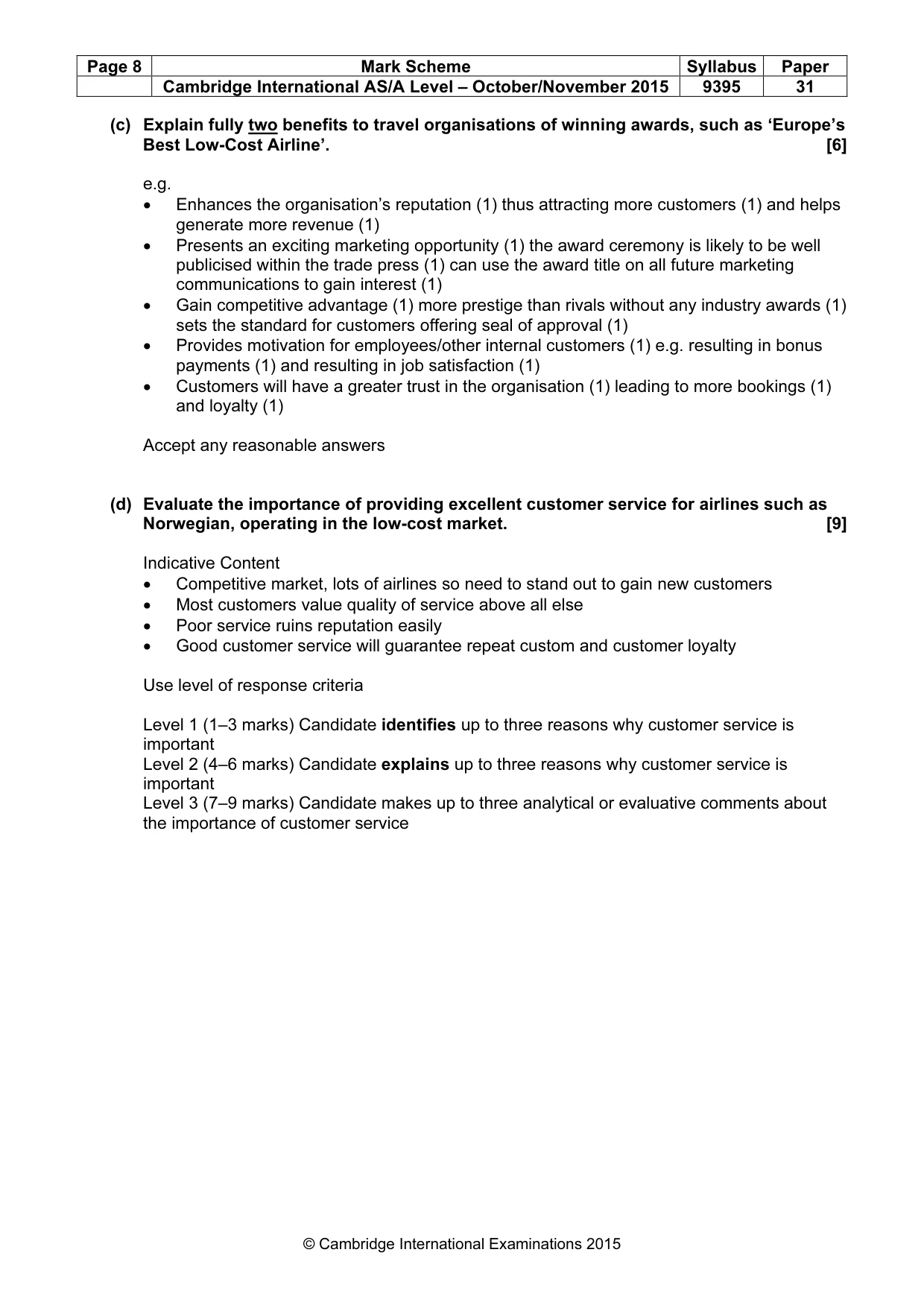 Mark scheme, page 8 of 8