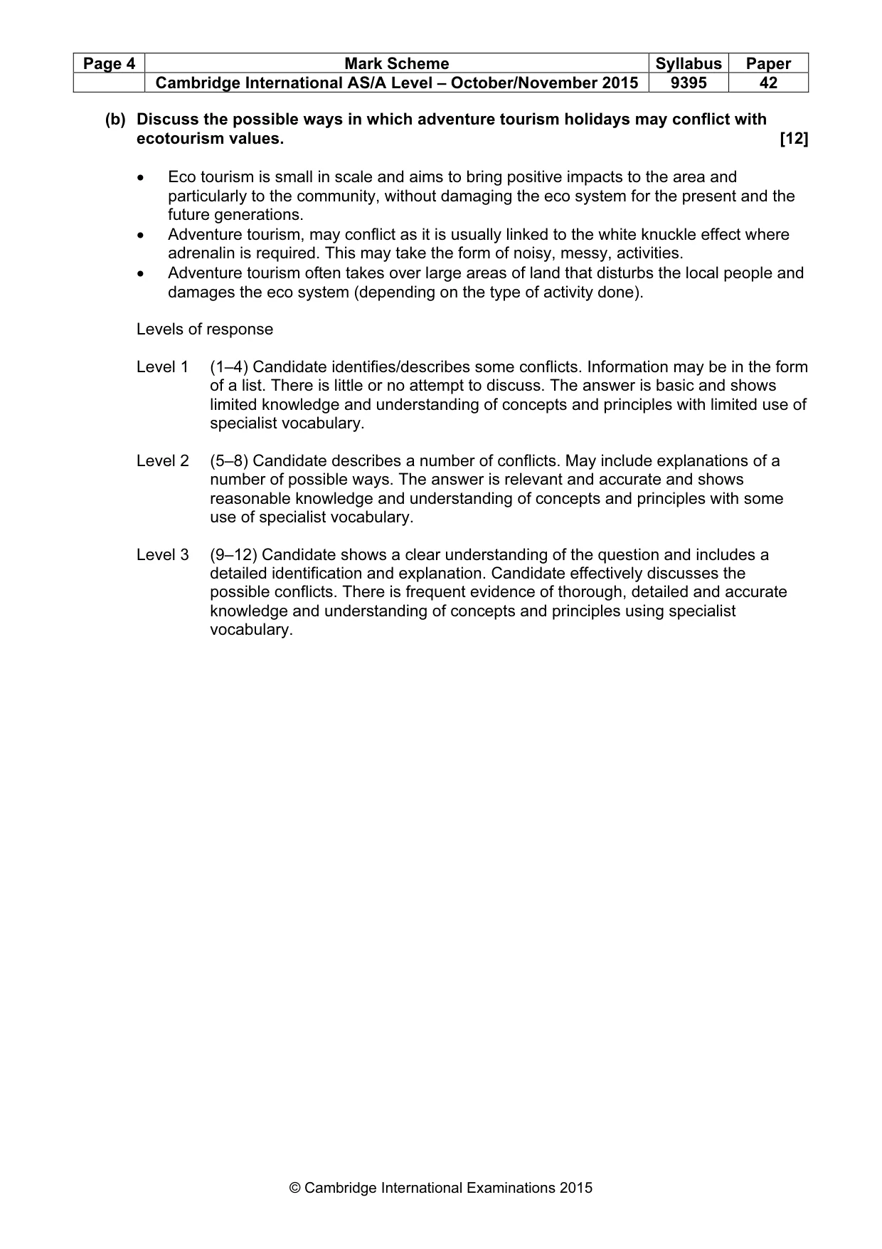 Mark scheme, page 4 of 5