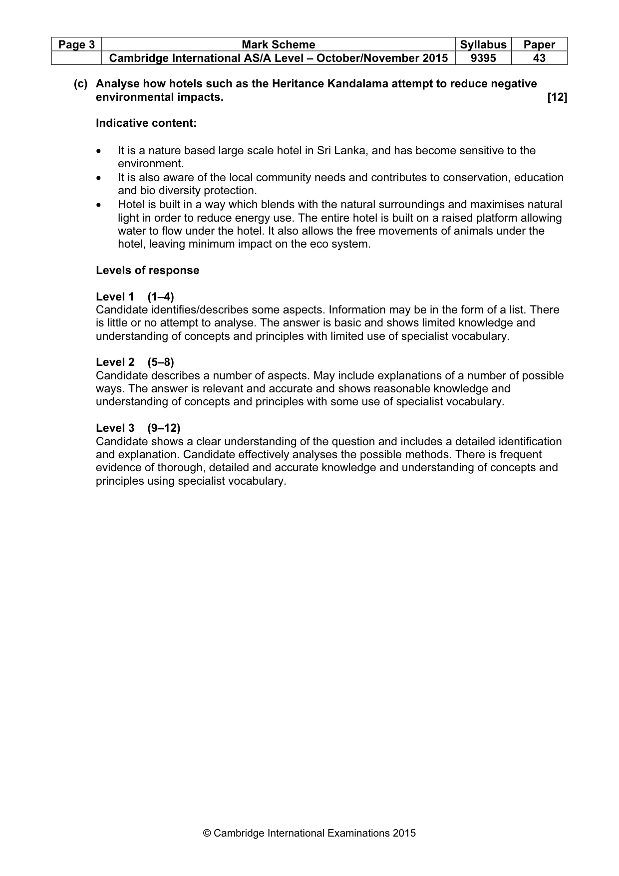 Mark scheme, page 3 of 5