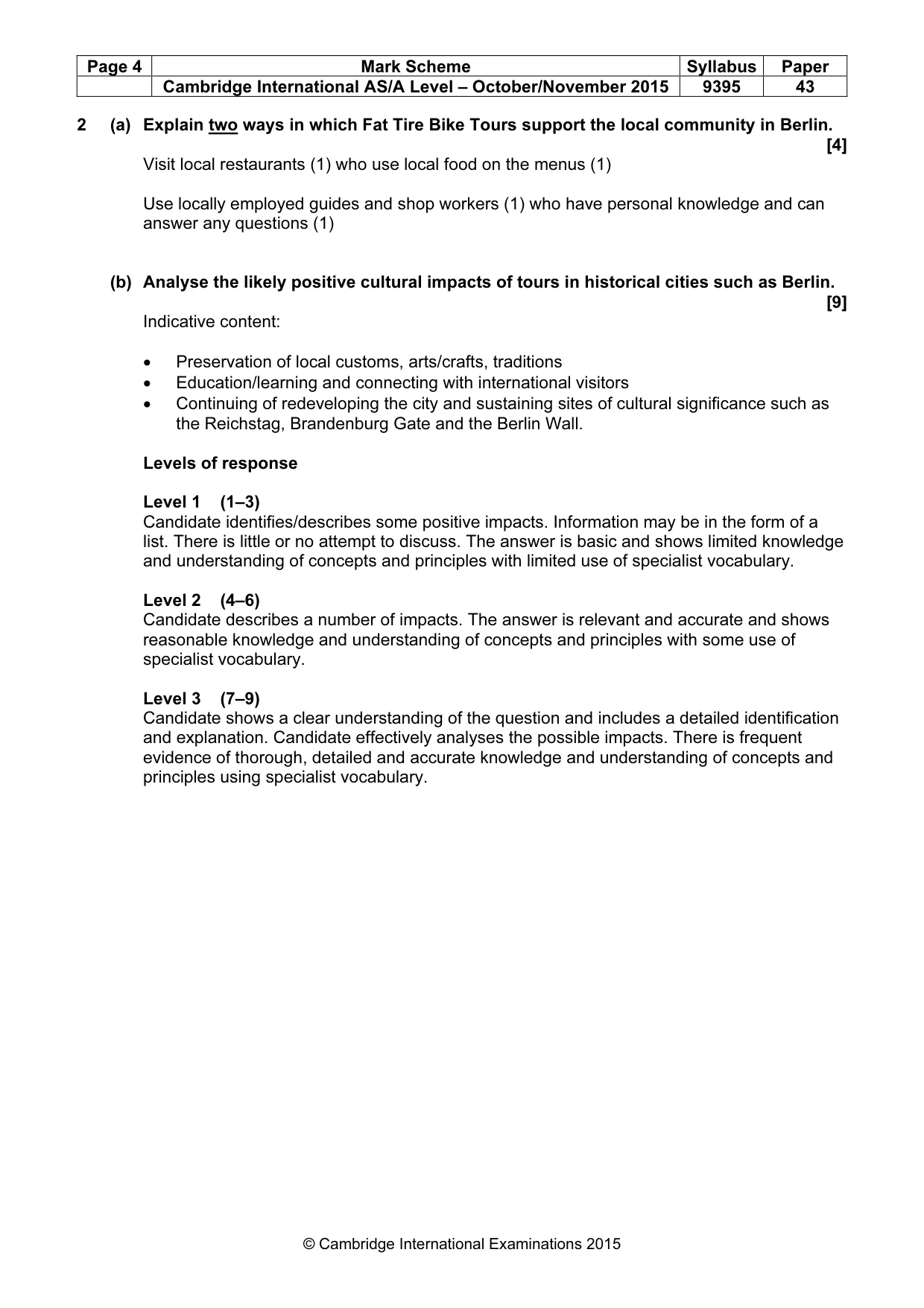 Mark scheme, page 4 of 5