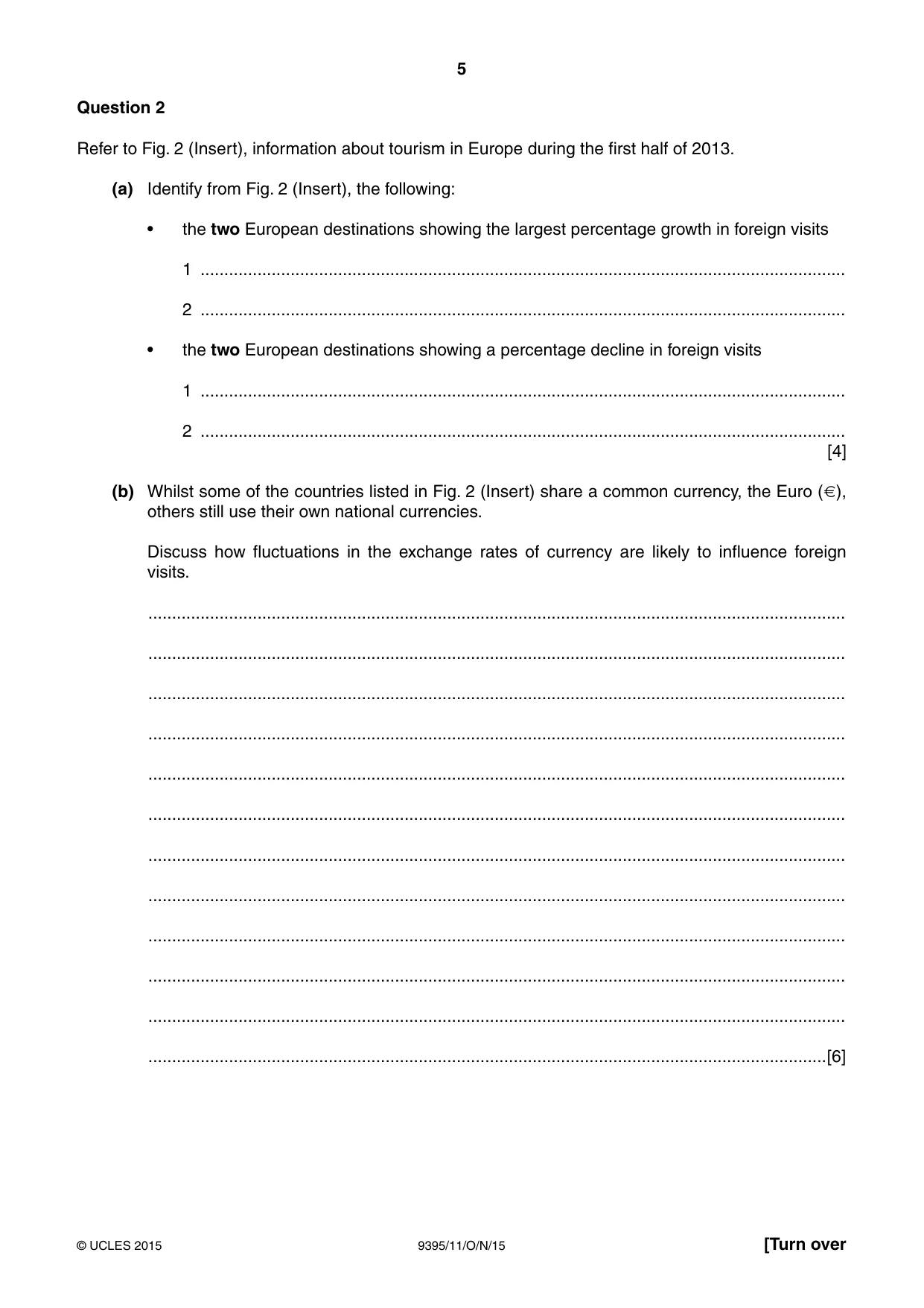 Cambridge A Level Travel and Tourism 9395 2015 Oct/Nov Paper 1 · Variant 1 question paper, page 5 of 16