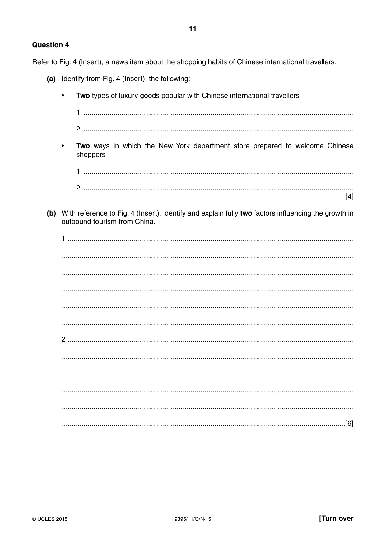 Cambridge A Level Travel and Tourism 9395 2015 Oct/Nov Paper 1 · Variant 1 question paper, page 11 of 16