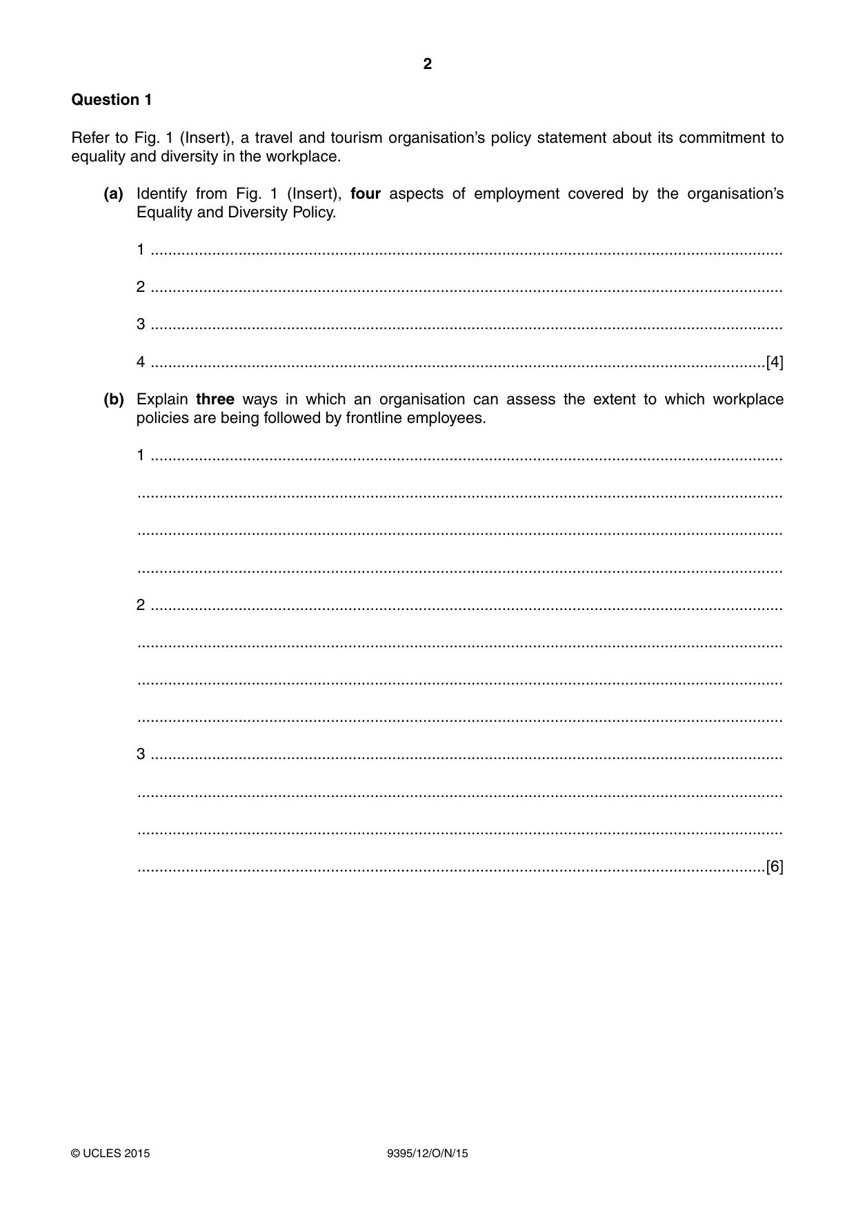 Cambridge A Level Travel and Tourism 9395 2015 Oct/Nov Paper 1 · Variant 2 question paper, page 2 of 16