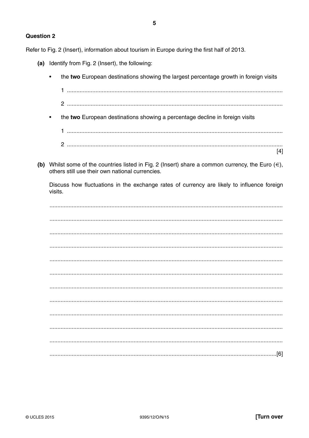 Cambridge A Level Travel and Tourism 9395 2015 Oct/Nov Paper 1 · Variant 2 question paper, page 5 of 16