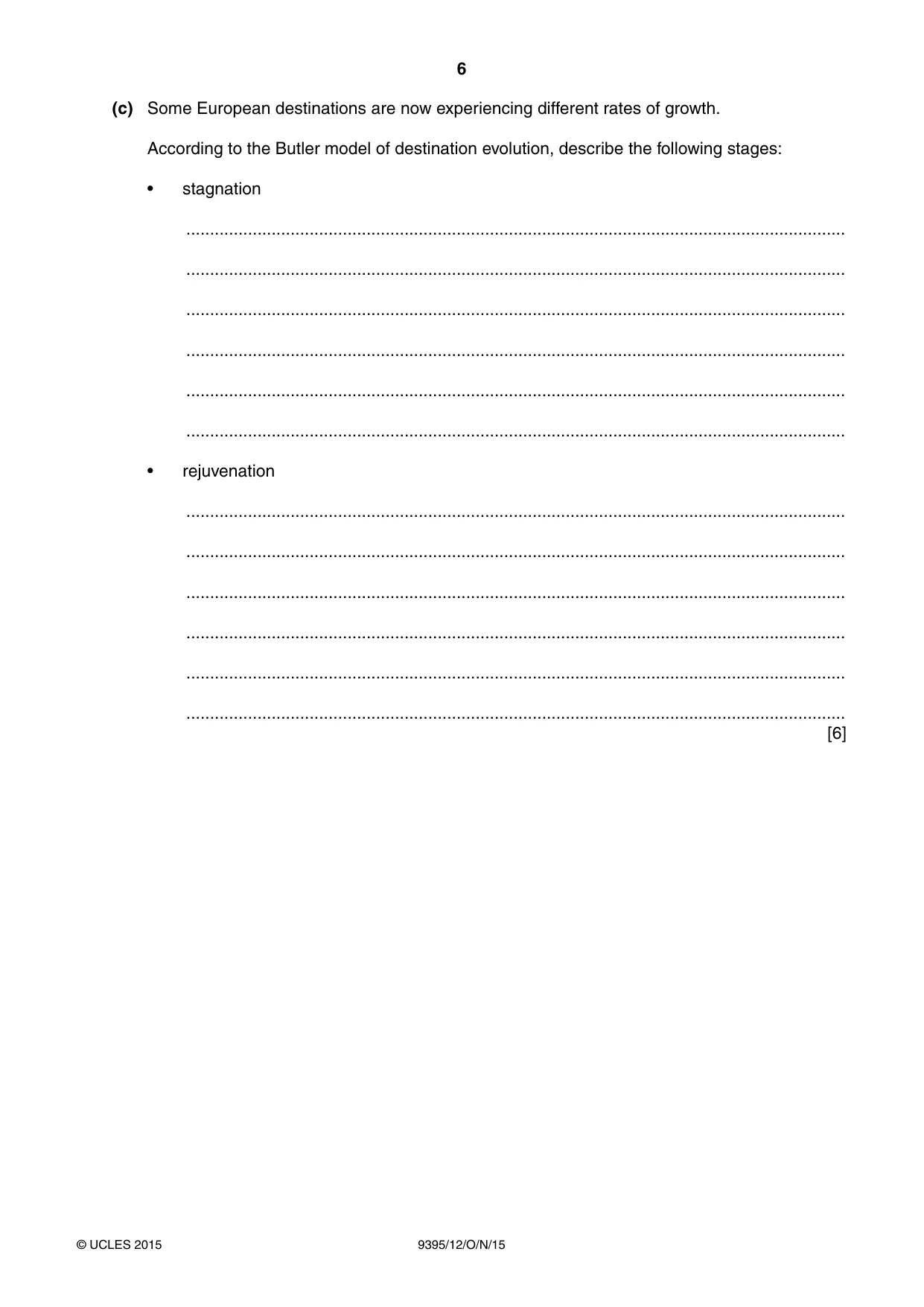 Cambridge A Level Travel and Tourism 9395 2015 Oct/Nov Paper 1 · Variant 2 question paper, page 6 of 16