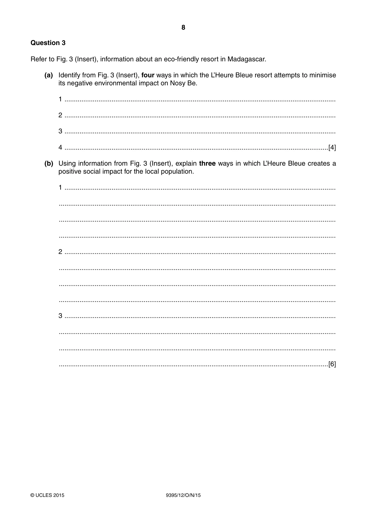 Cambridge A Level Travel and Tourism 9395 2015 Oct/Nov Paper 1 · Variant 2 question paper, page 8 of 16