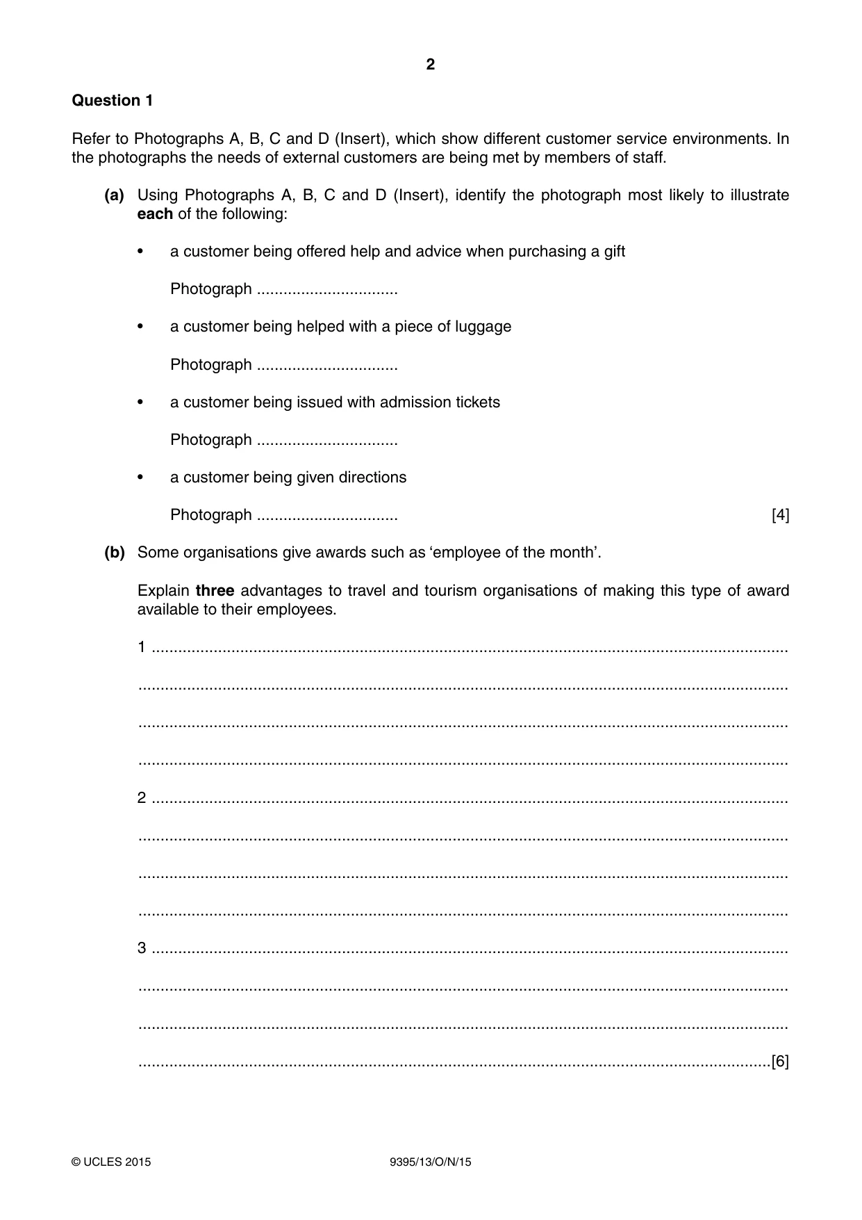Cambridge A Level Travel and Tourism 9395 2015 Oct/Nov Paper 1 · Variant 3 question paper, page 2 of 16