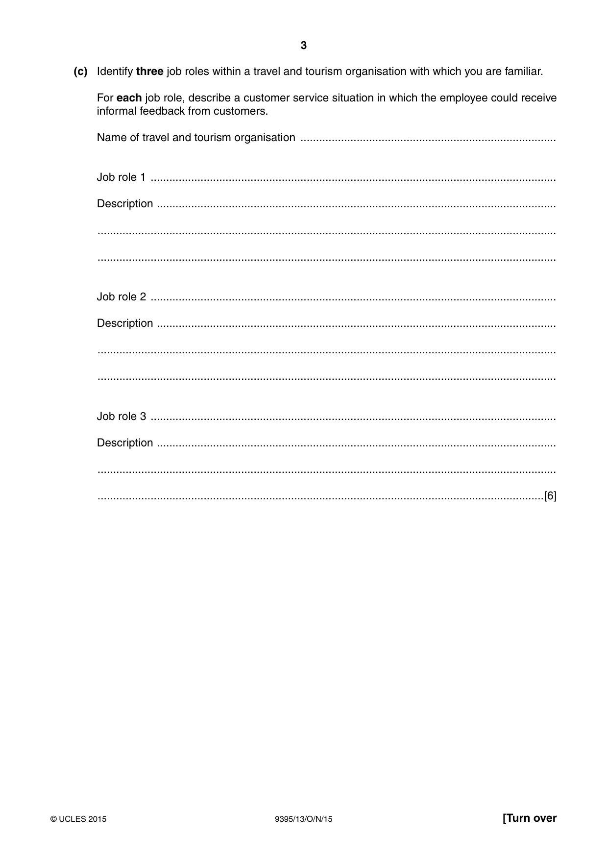 Cambridge A Level Travel and Tourism 9395 2015 Oct/Nov Paper 1 · Variant 3 question paper, page 3 of 16