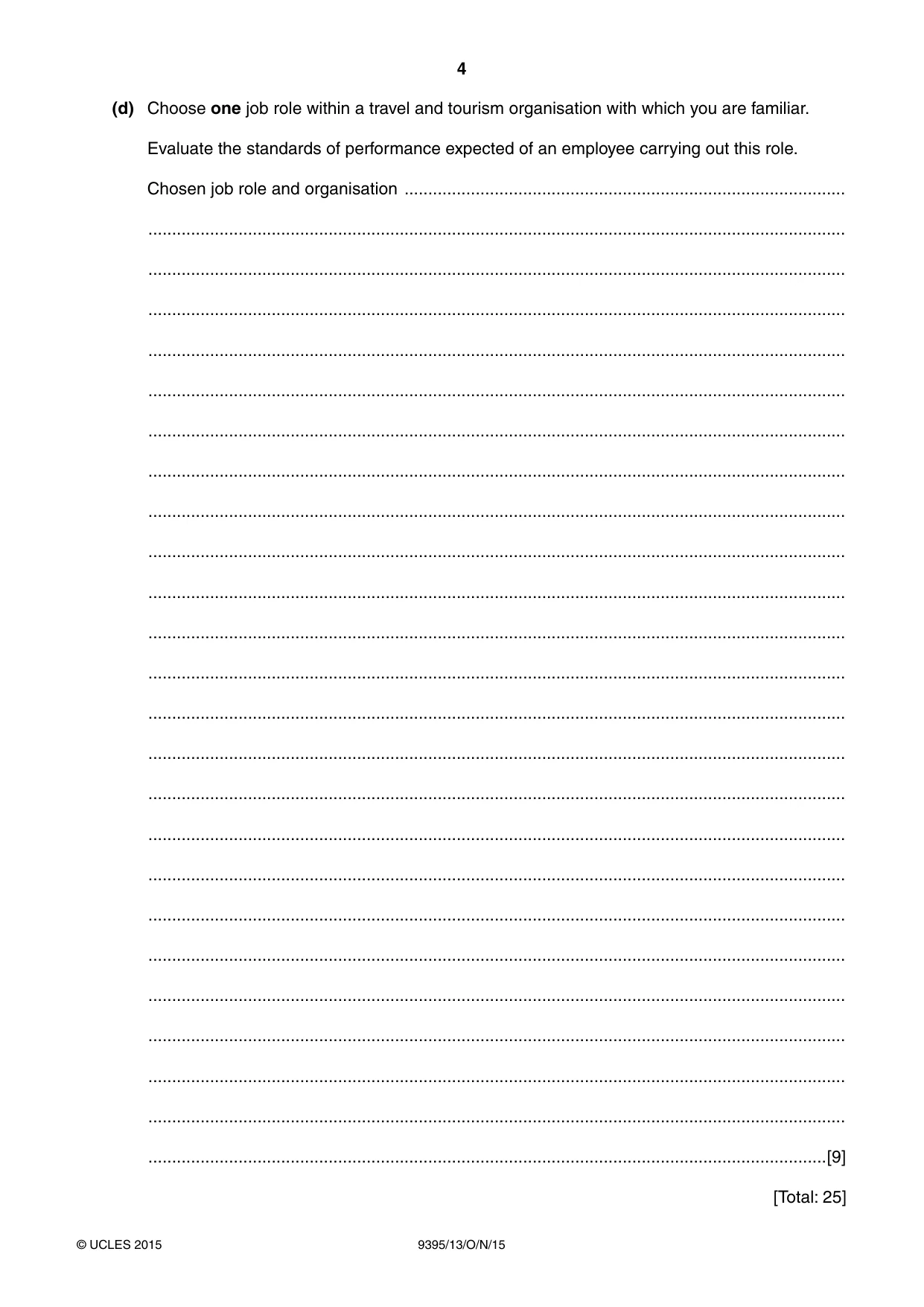 Cambridge A Level Travel and Tourism 9395 2015 Oct/Nov Paper 1 · Variant 3 question paper, page 4 of 16