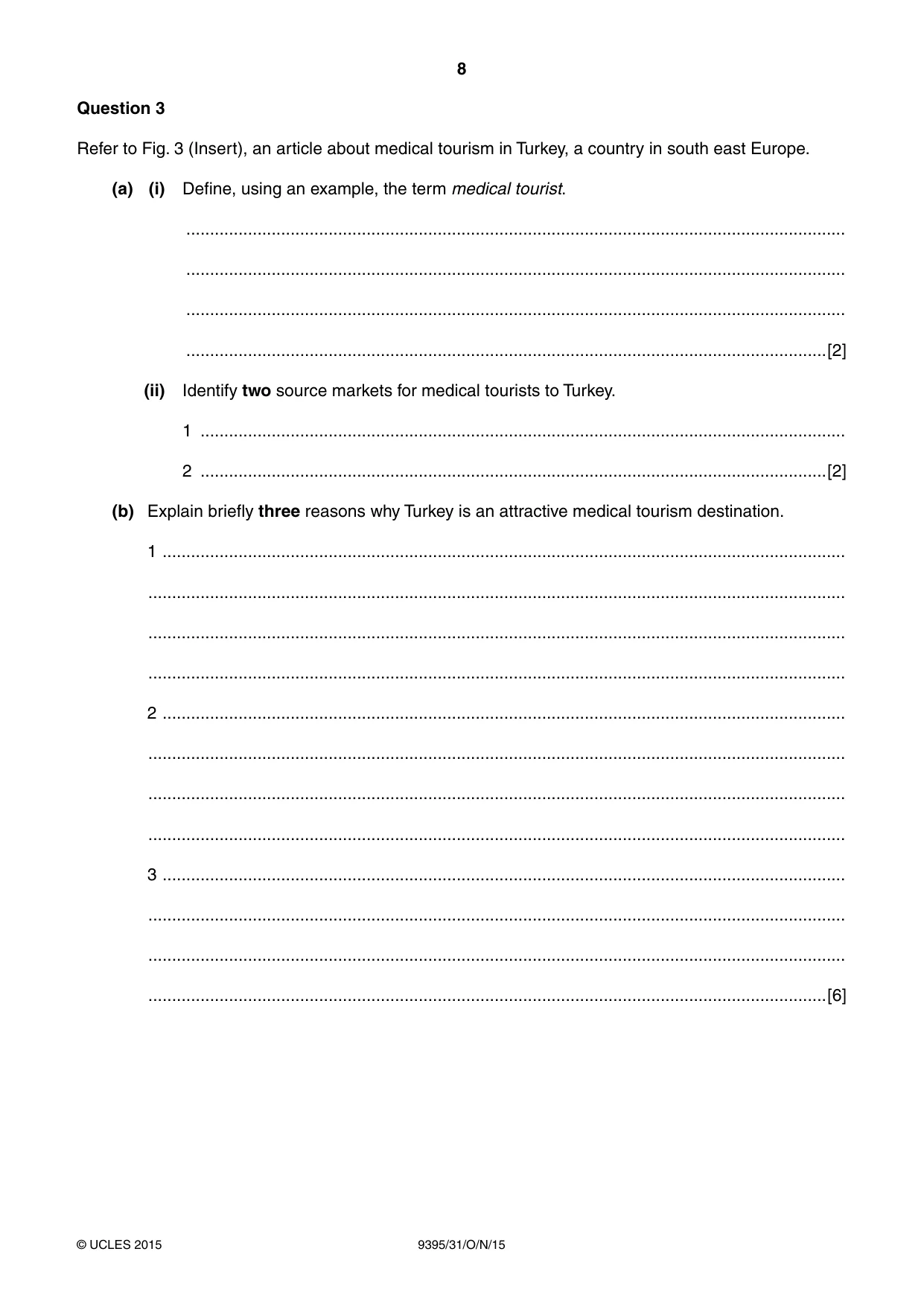 Cambridge A Level Travel and Tourism 9395 2015 Oct/Nov Paper 3 · Variant 1 question paper, page 8 of 16