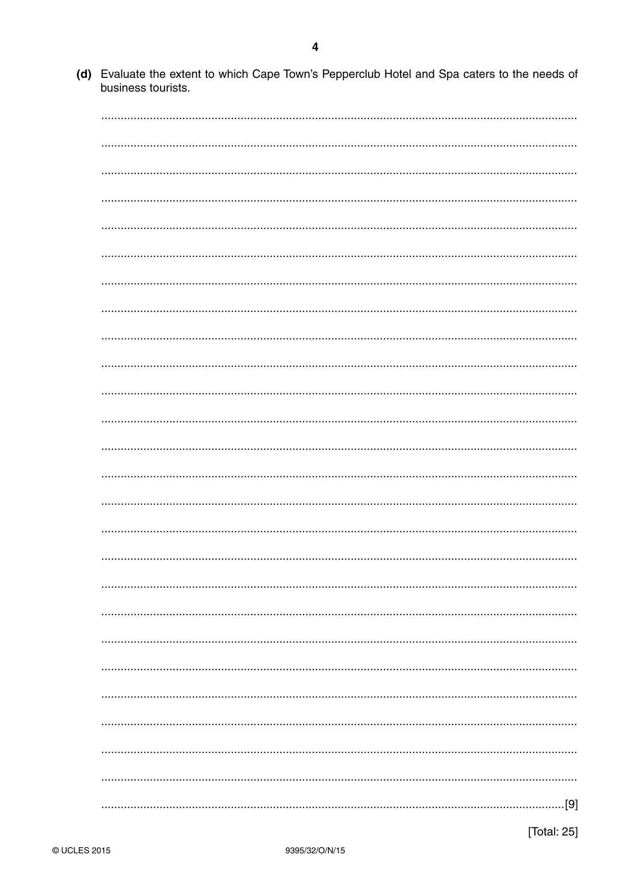 Cambridge A Level Travel and Tourism 9395 2015 Oct/Nov Paper 3 · Variant 2 question paper, page 4 of 16