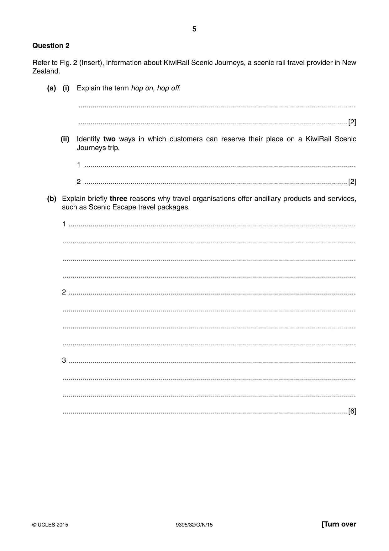 Cambridge A Level Travel and Tourism 9395 2015 Oct/Nov Paper 3 · Variant 2 question paper, page 5 of 16