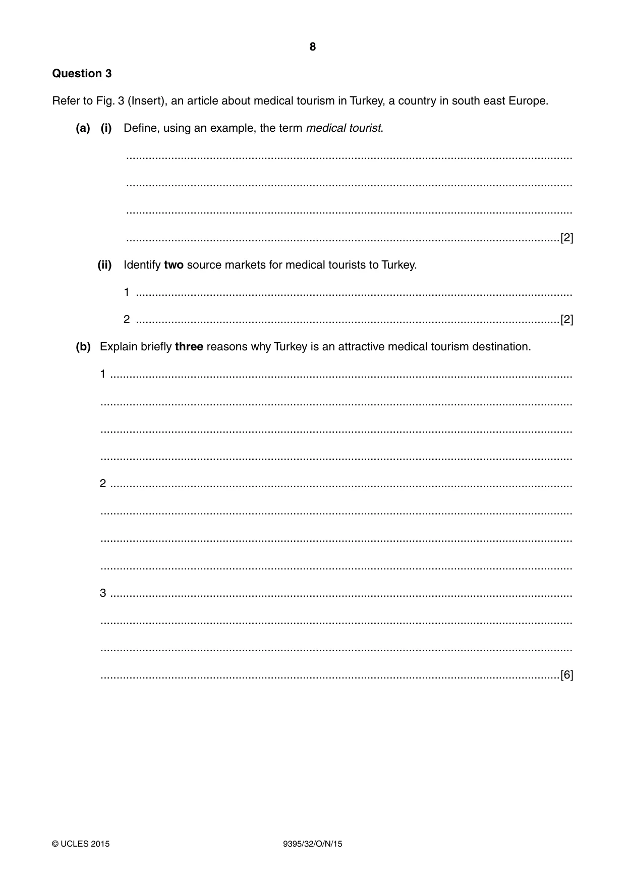 Cambridge A Level Travel and Tourism 9395 2015 Oct/Nov Paper 3 · Variant 2 question paper, page 8 of 16
