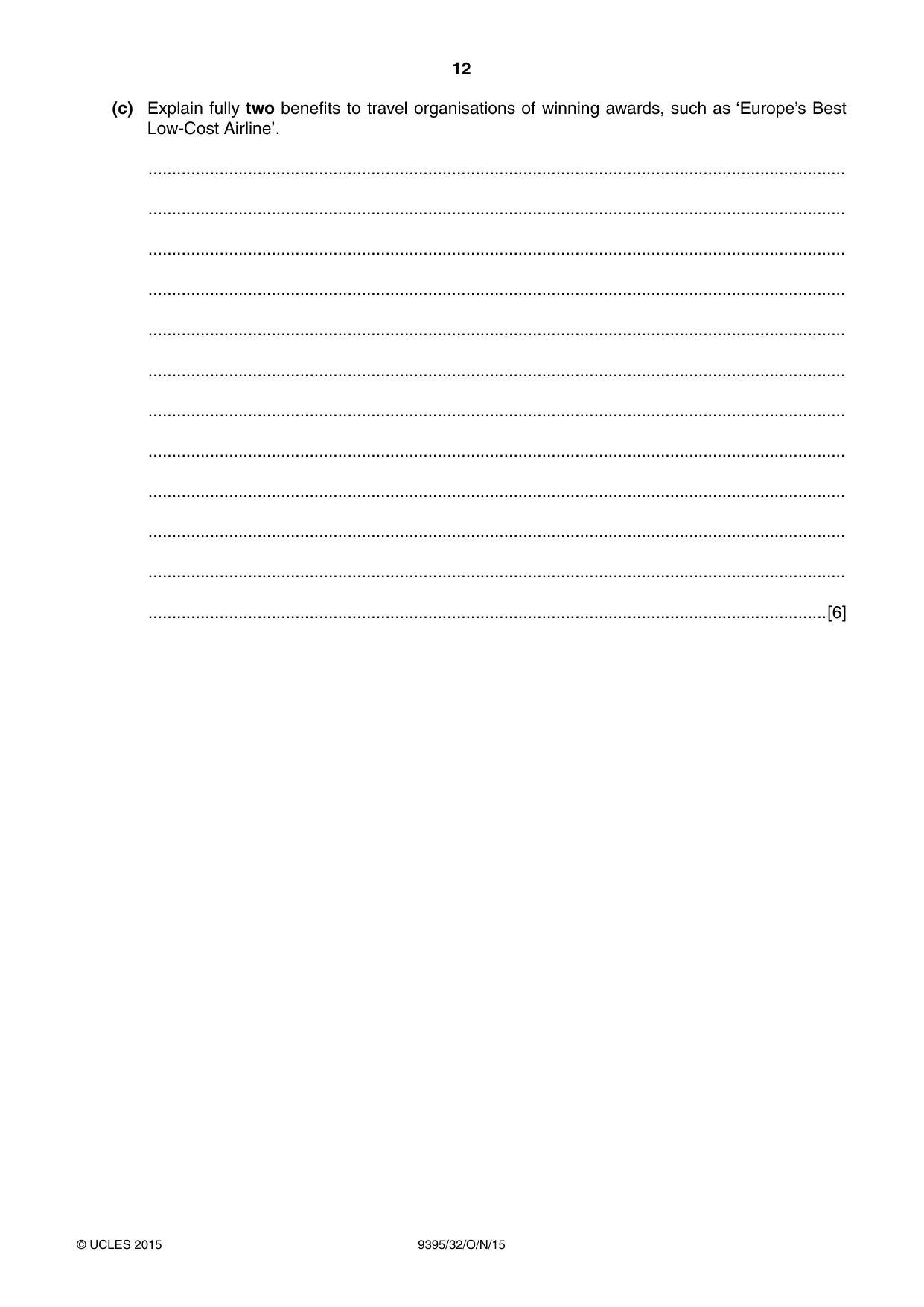 Cambridge A Level Travel and Tourism 9395 2015 Oct/Nov Paper 3 · Variant 2 question paper, page 12 of 16
