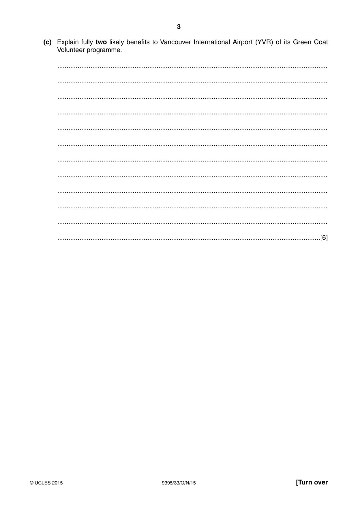 Cambridge A Level Travel and Tourism 9395 2015 Oct/Nov Paper 3 · Variant 3 question paper, page 3 of 16