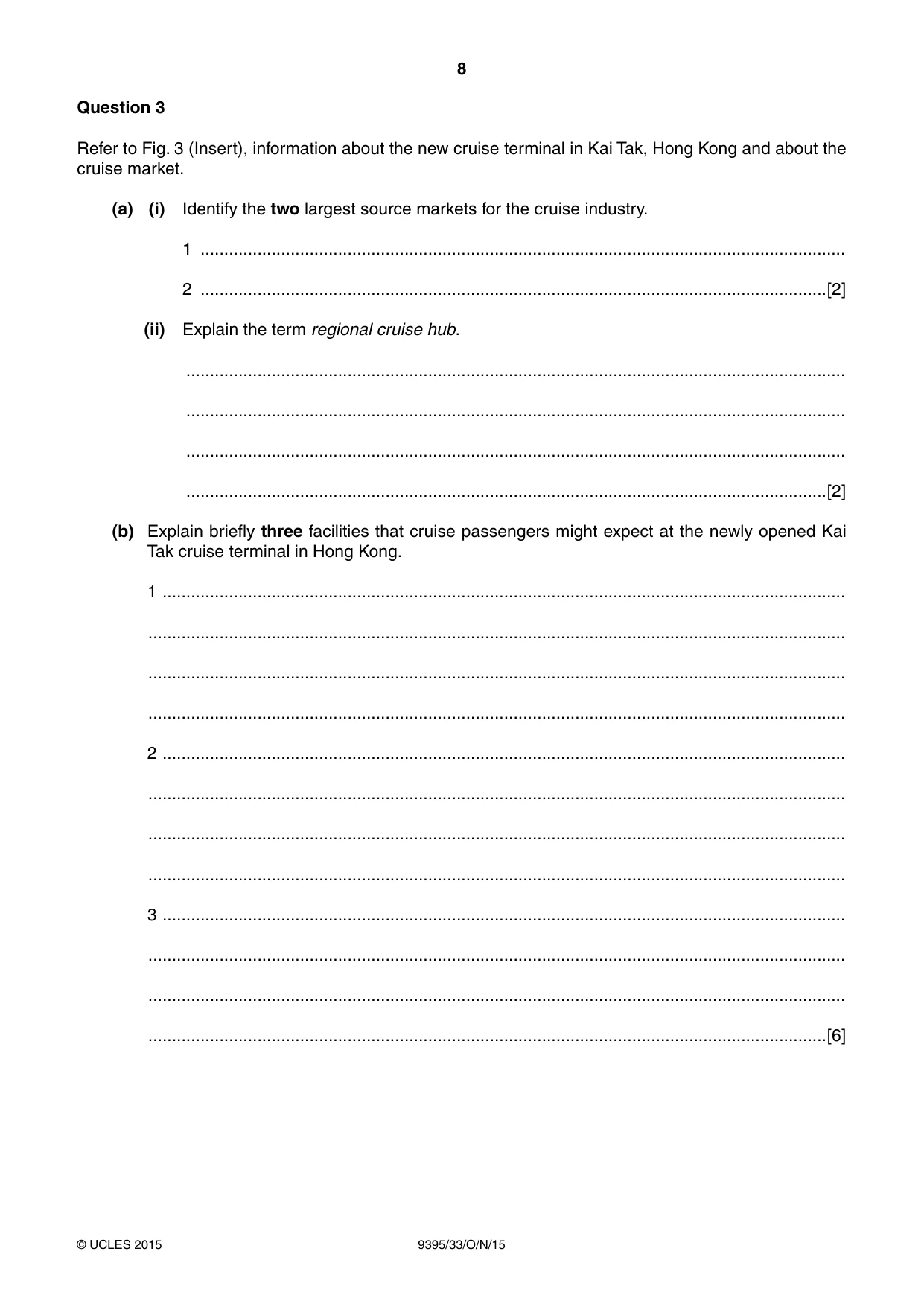 Cambridge A Level Travel and Tourism 9395 2015 Oct/Nov Paper 3 · Variant 3 question paper, page 8 of 16