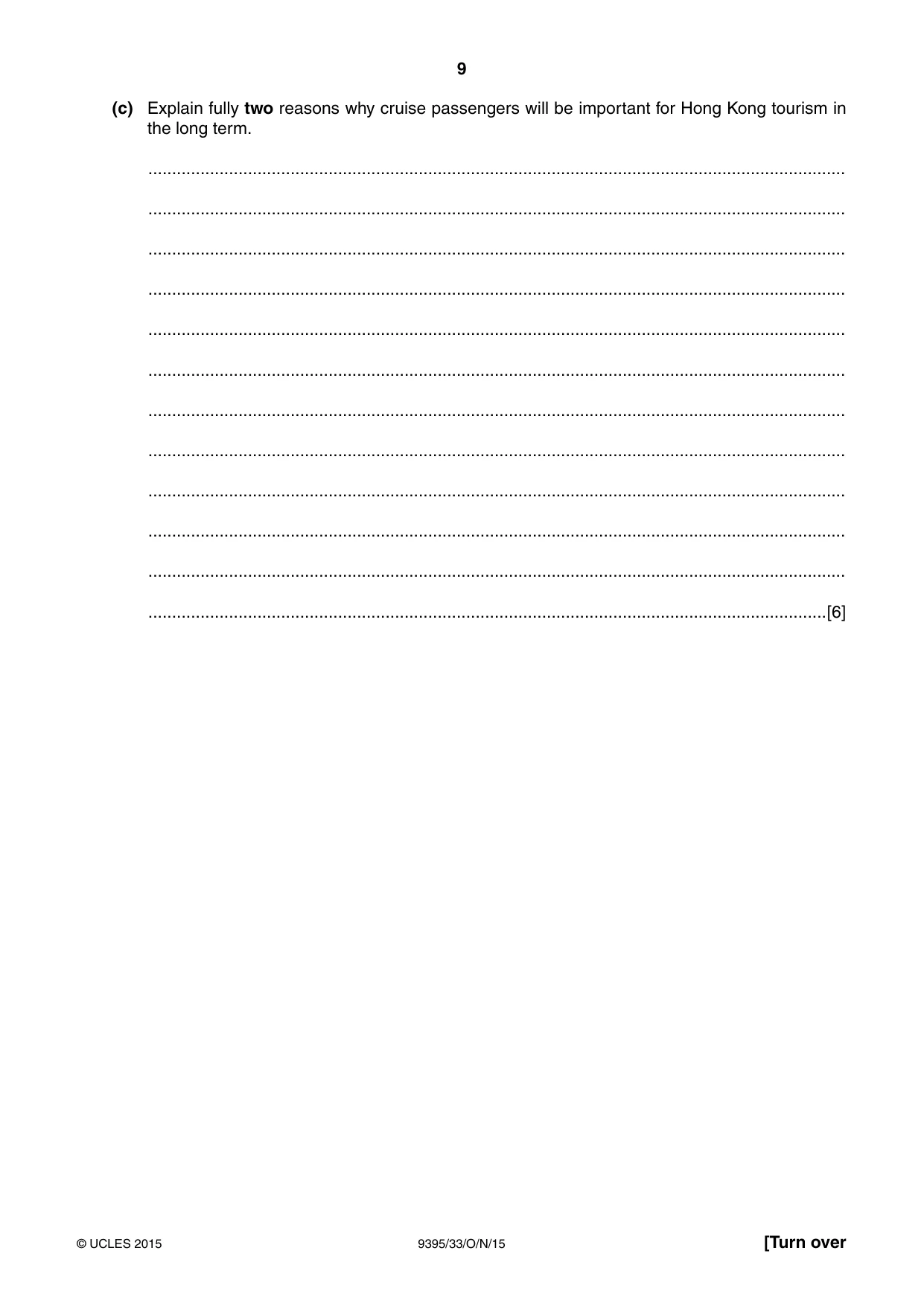Cambridge A Level Travel and Tourism 9395 2015 Oct/Nov Paper 3 · Variant 3 question paper, page 9 of 16