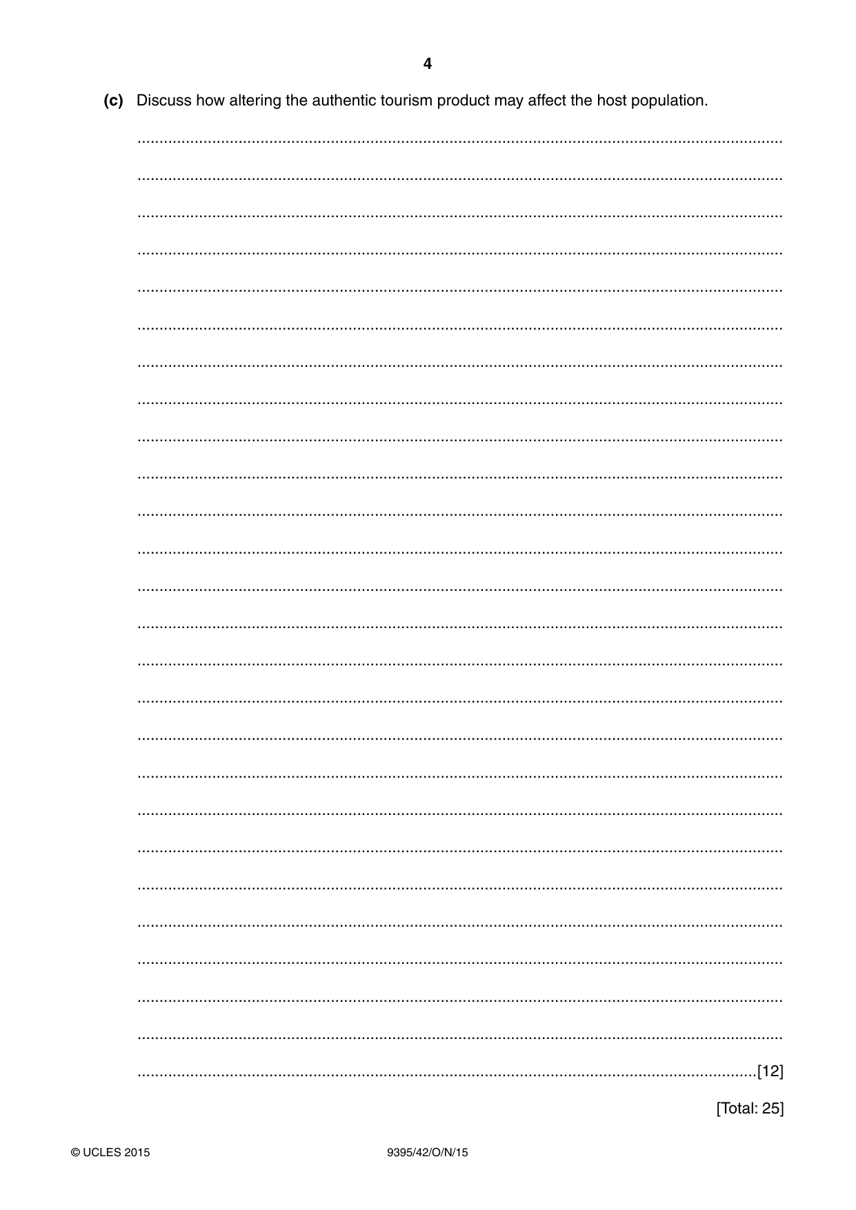 Cambridge A Level Travel and Tourism 9395 2015 Oct/Nov Paper 4 · Variant 2 question paper, page 4 of 8