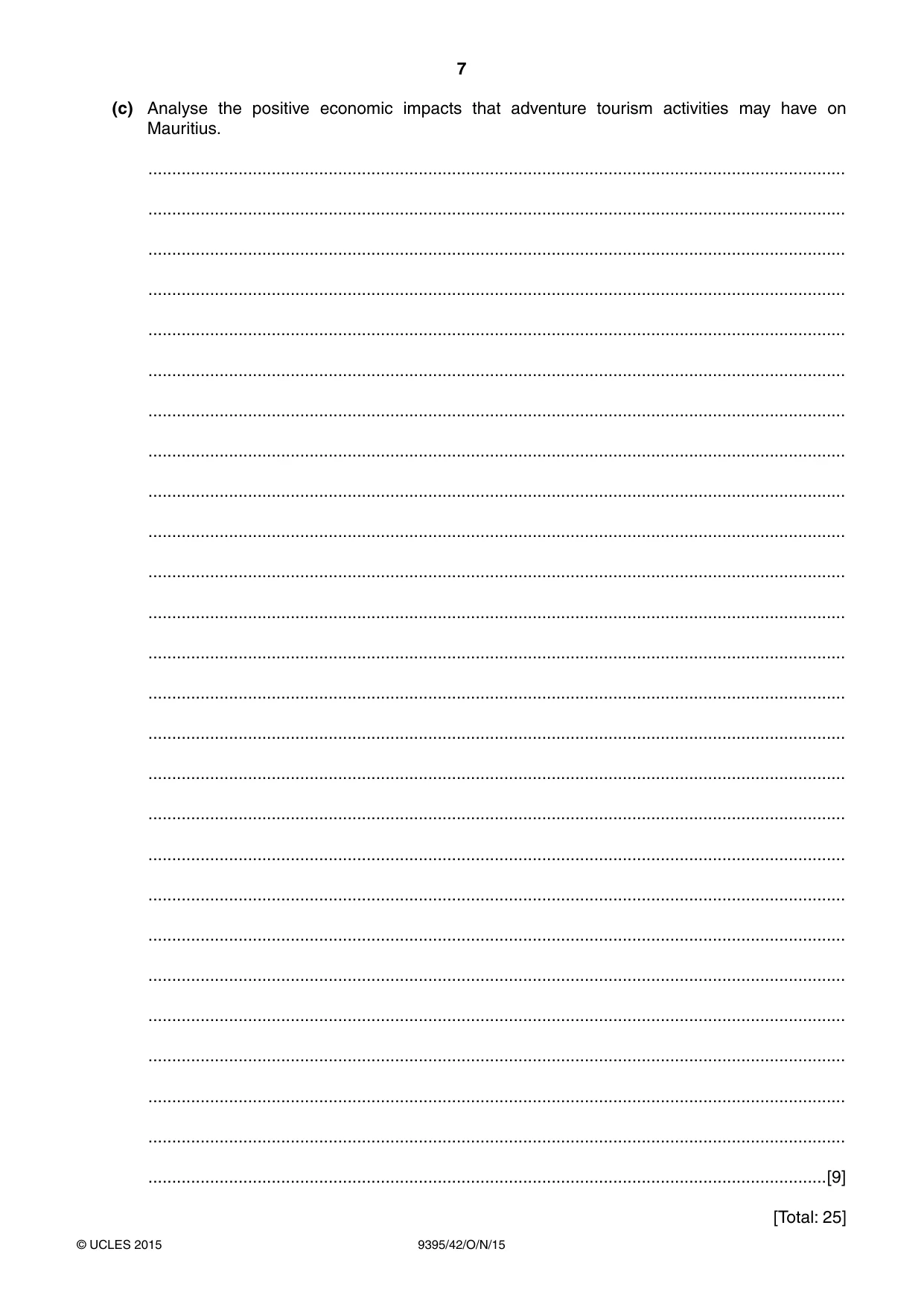 Cambridge A Level Travel and Tourism 9395 2015 Oct/Nov Paper 4 · Variant 2 question paper, page 7 of 8