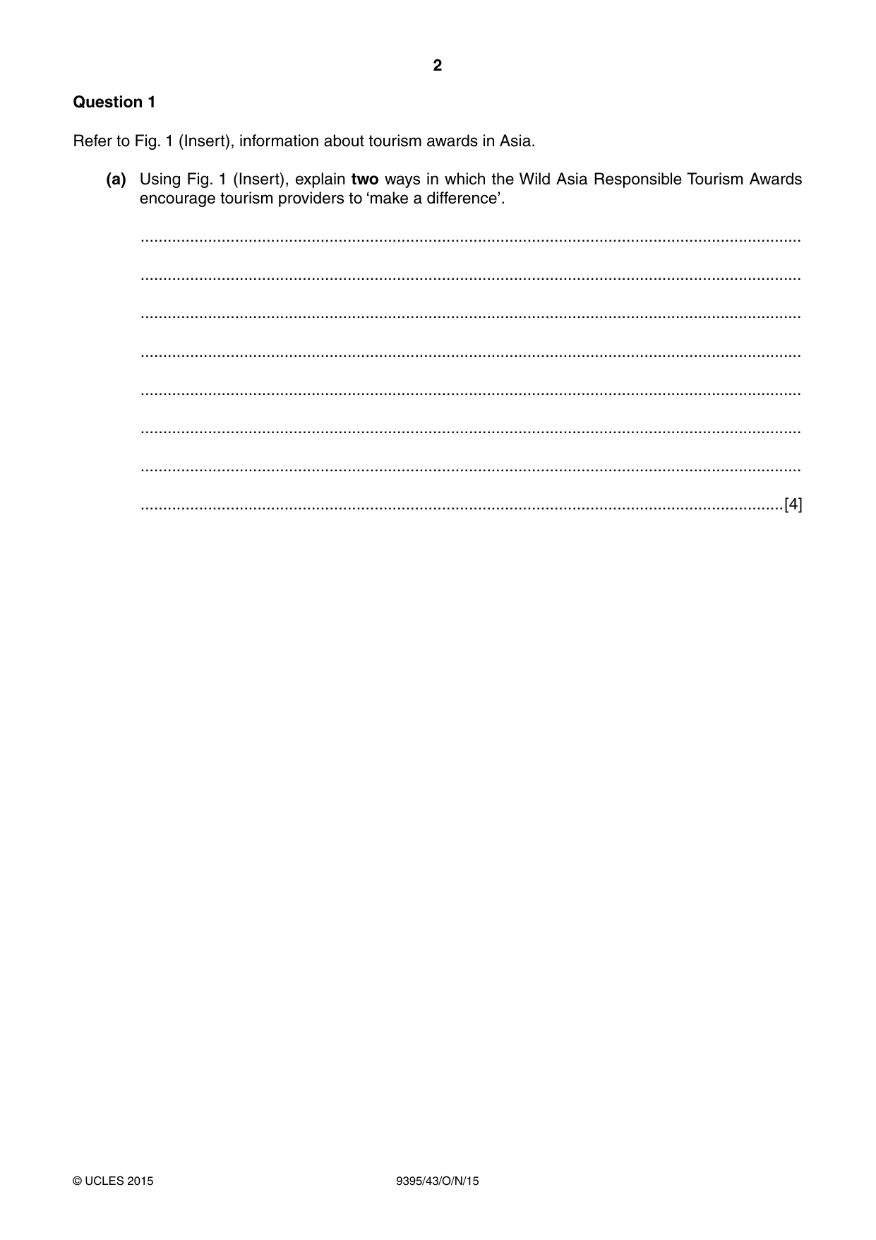 Cambridge A Level Travel and Tourism 9395 2015 Oct/Nov Paper 4 · Variant 3 question paper, page 2 of 8