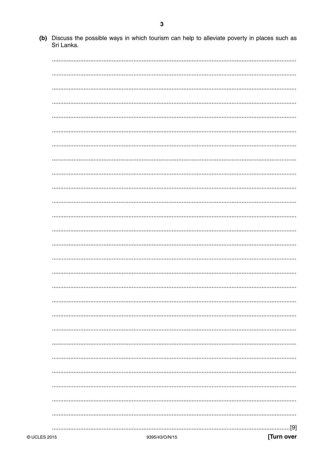 Cambridge A Level Travel and Tourism 9395 2015 Oct/Nov Paper 4 · Variant 3 question paper, page 3 of 8