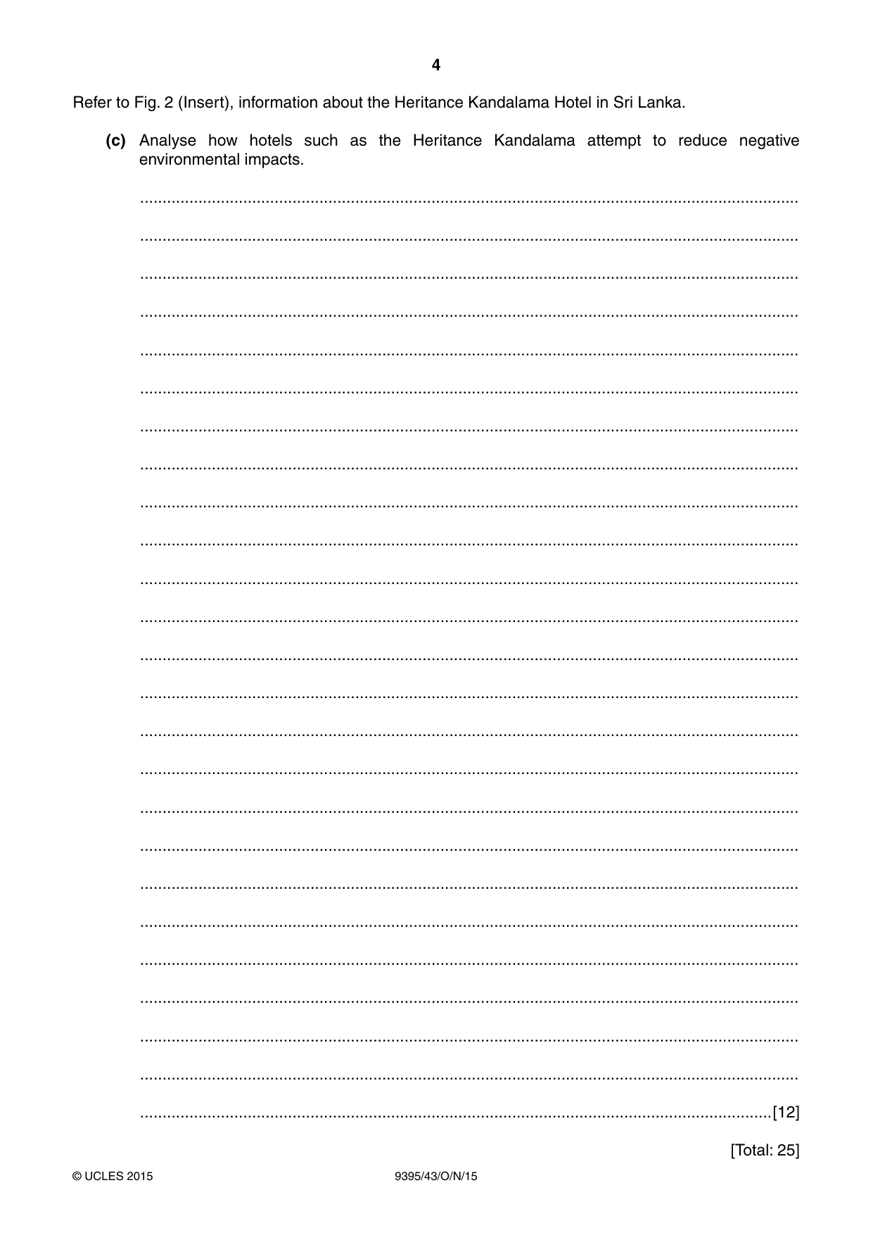 Cambridge A Level Travel and Tourism 9395 2015 Oct/Nov Paper 4 · Variant 3 question paper, page 4 of 8
