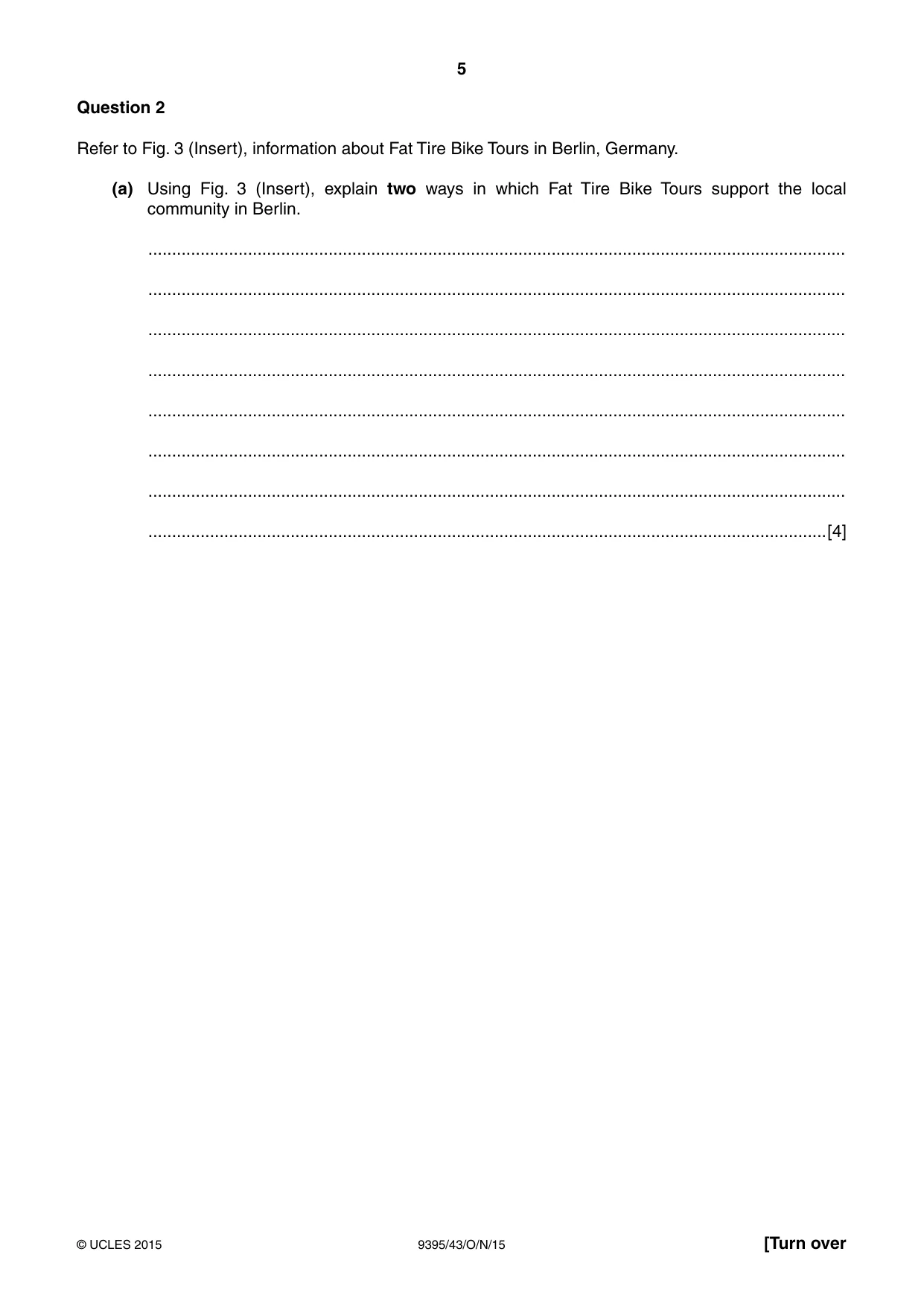 Cambridge A Level Travel and Tourism 9395 2015 Oct/Nov Paper 4 · Variant 3 question paper, page 5 of 8