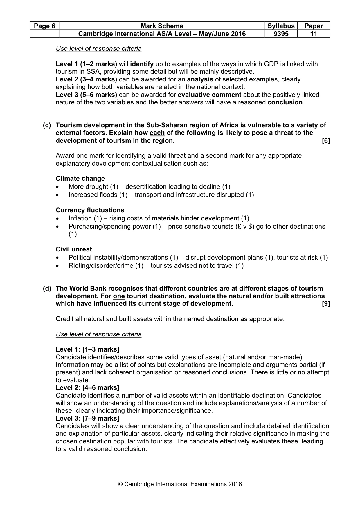 Mark scheme, page 6 of 8
