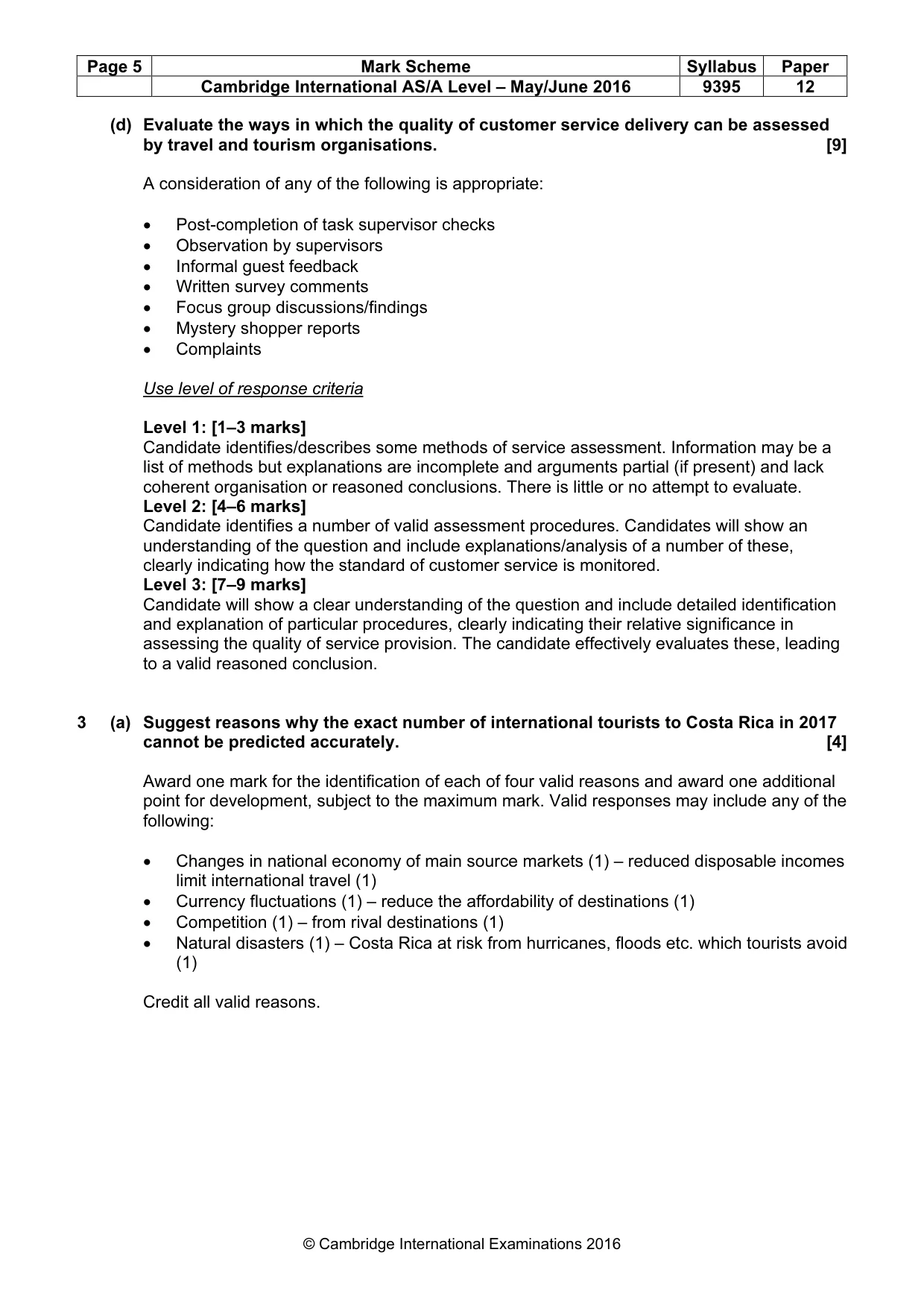 Mark scheme, page 5 of 9