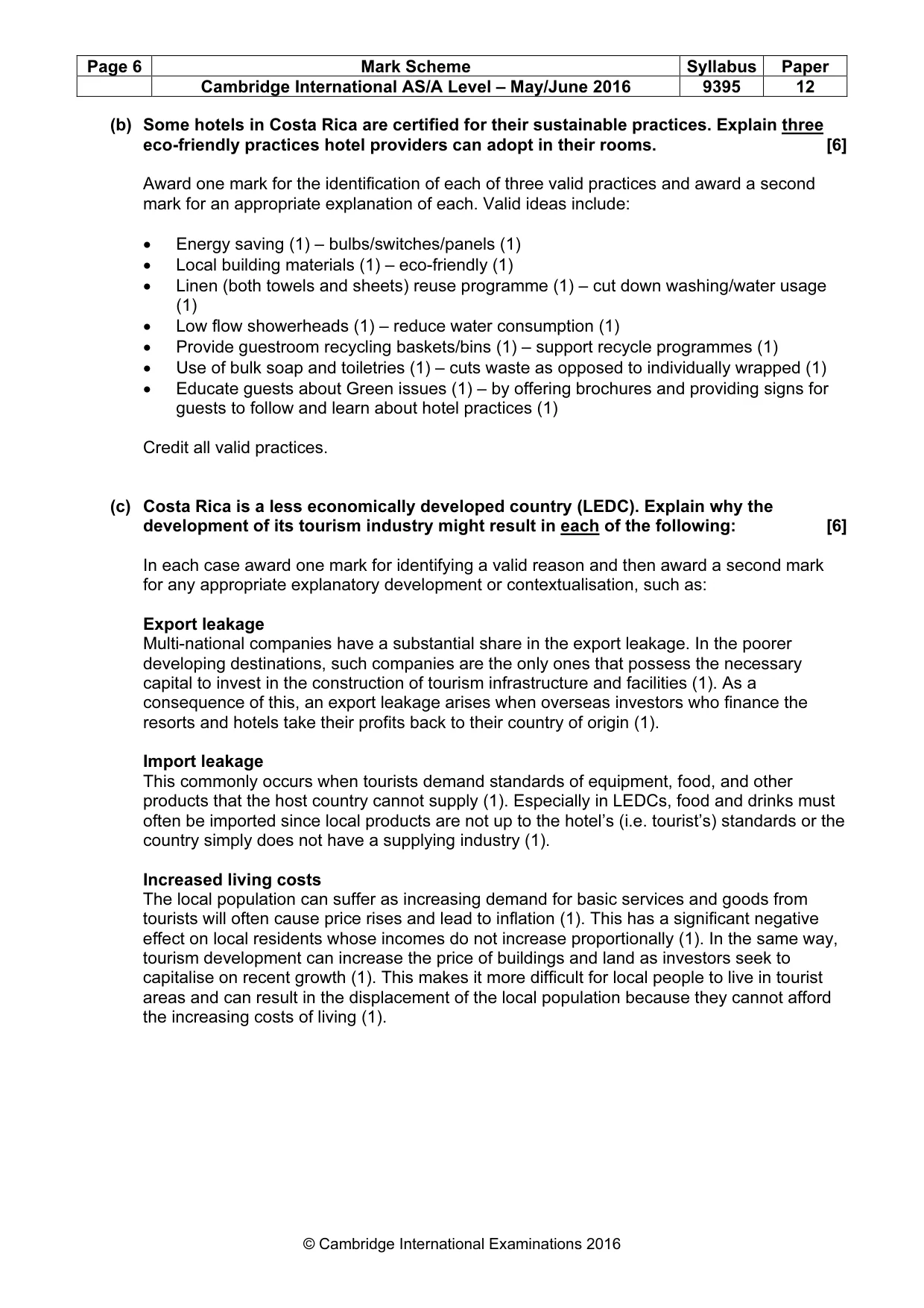 Mark scheme, page 6 of 9