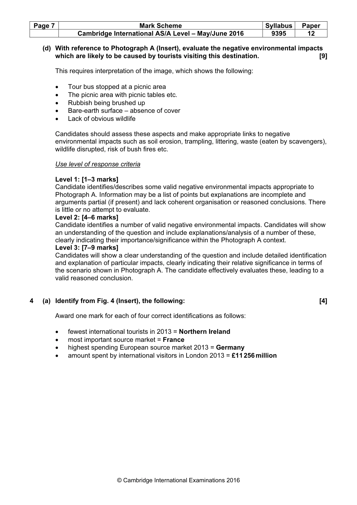 Mark scheme, page 7 of 9