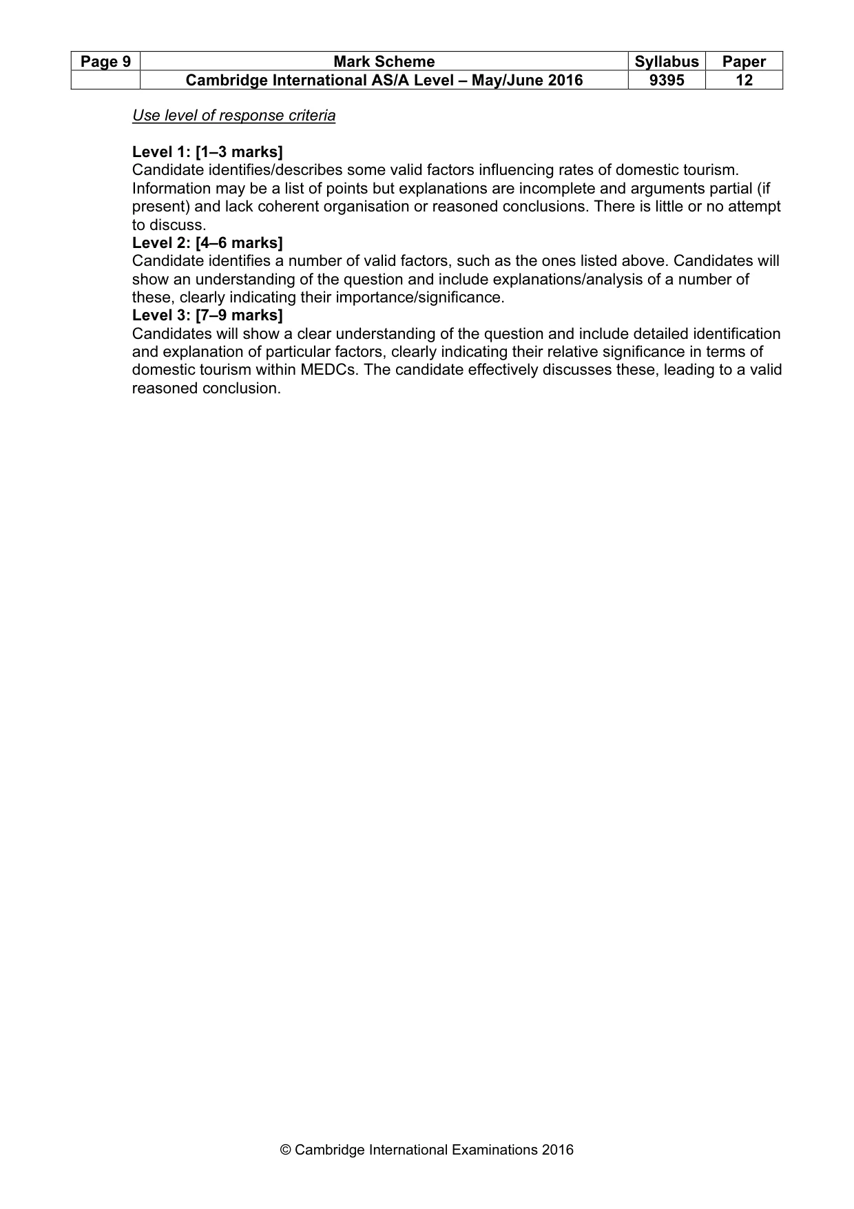 Mark scheme, page 9 of 9