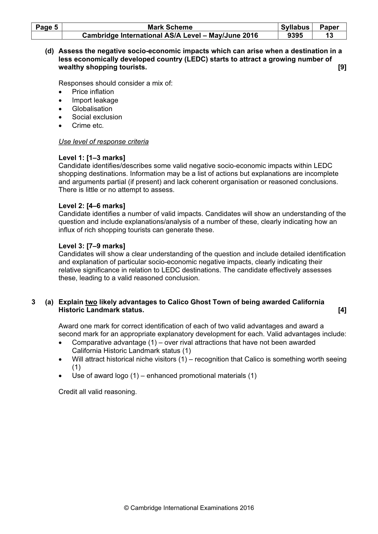 Mark scheme, page 5 of 9