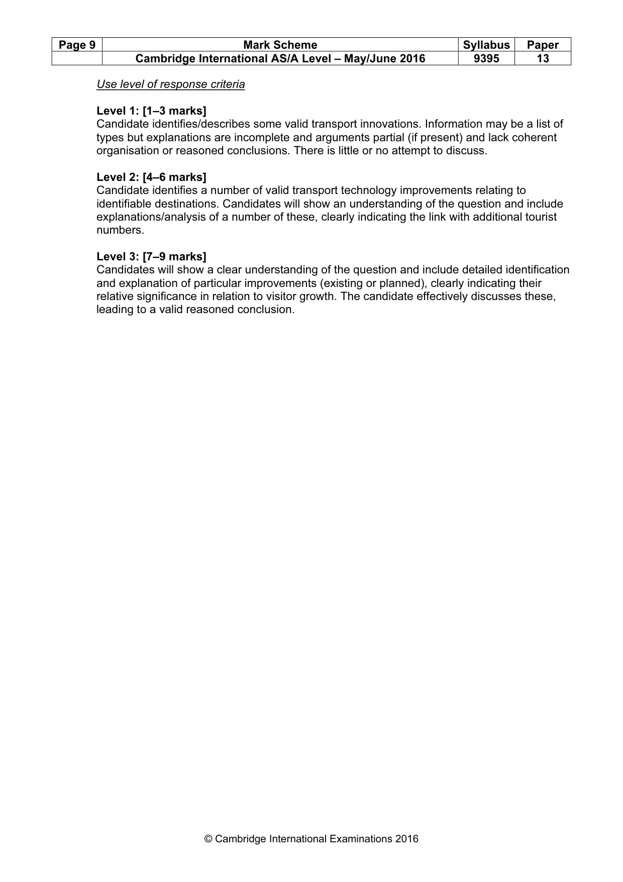 Mark scheme, page 9 of 9