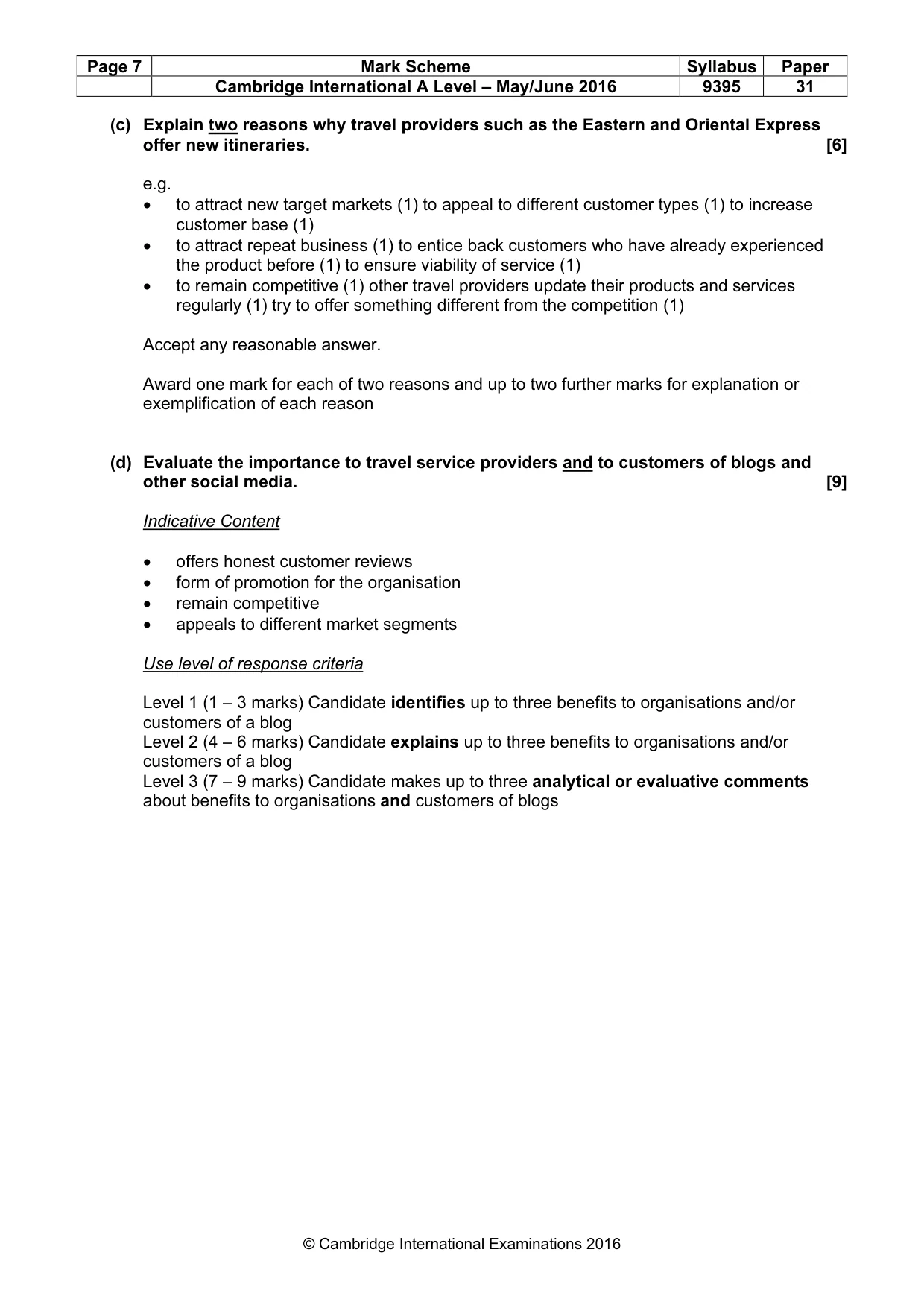 Mark scheme, page 7 of 7