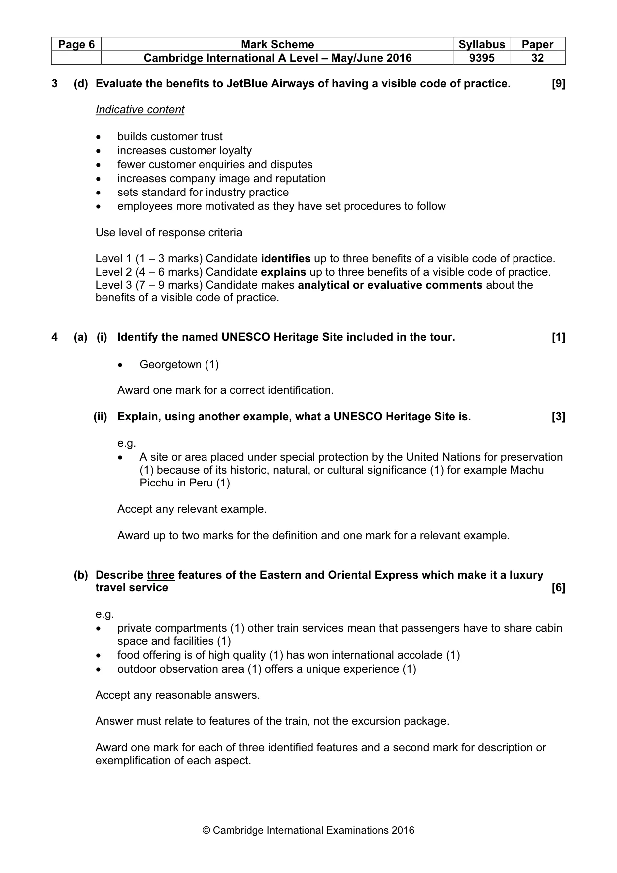 Mark scheme, page 6 of 7