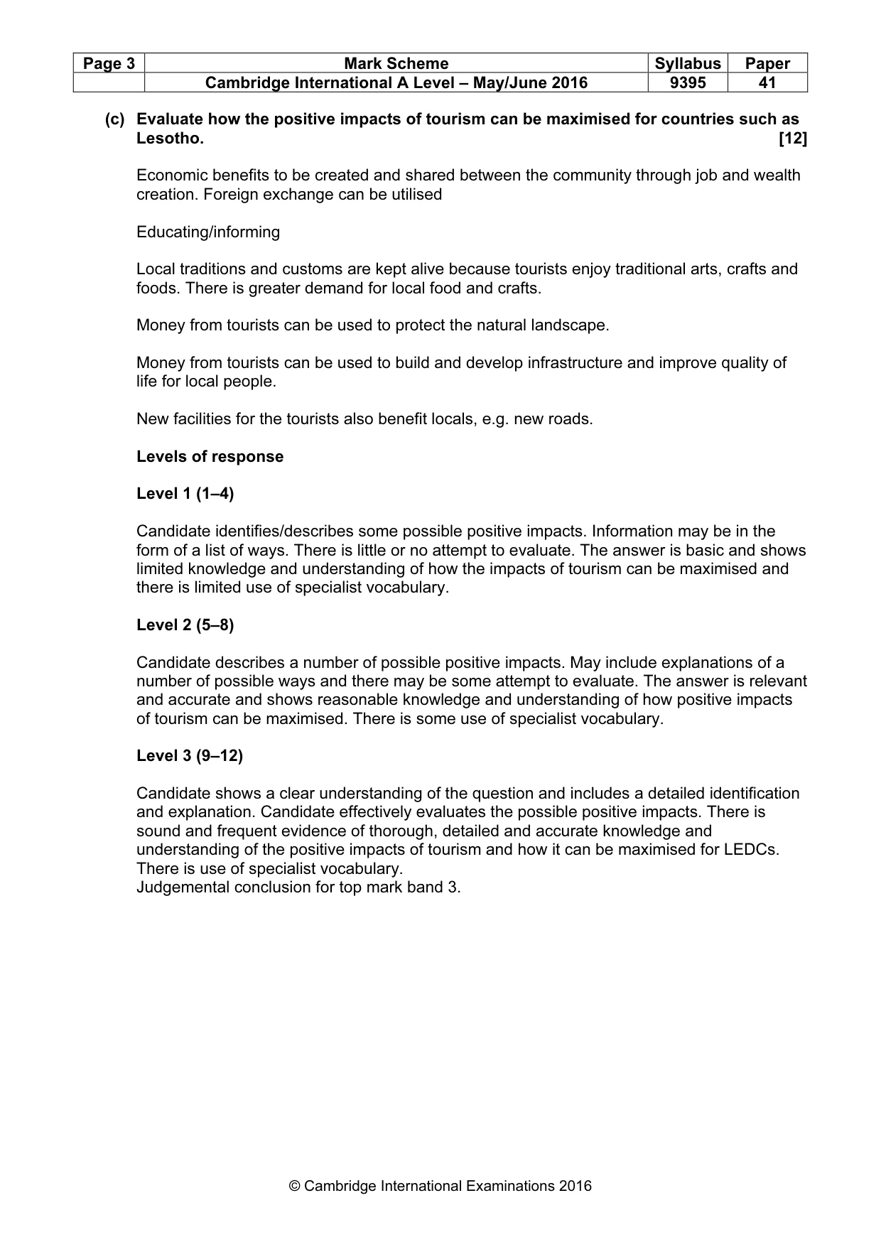 Mark scheme, page 3 of 5