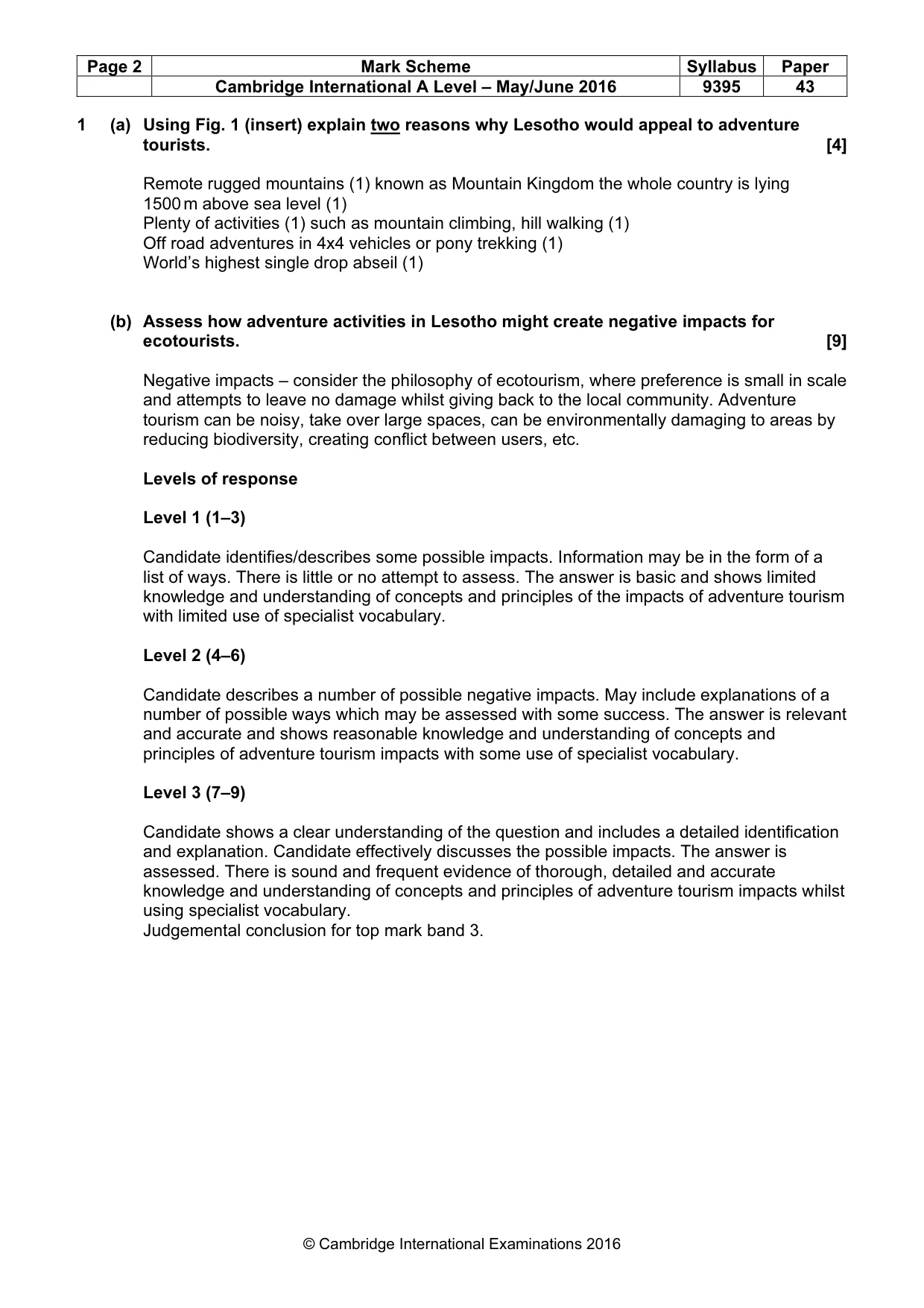 Mark scheme, page 2 of 5