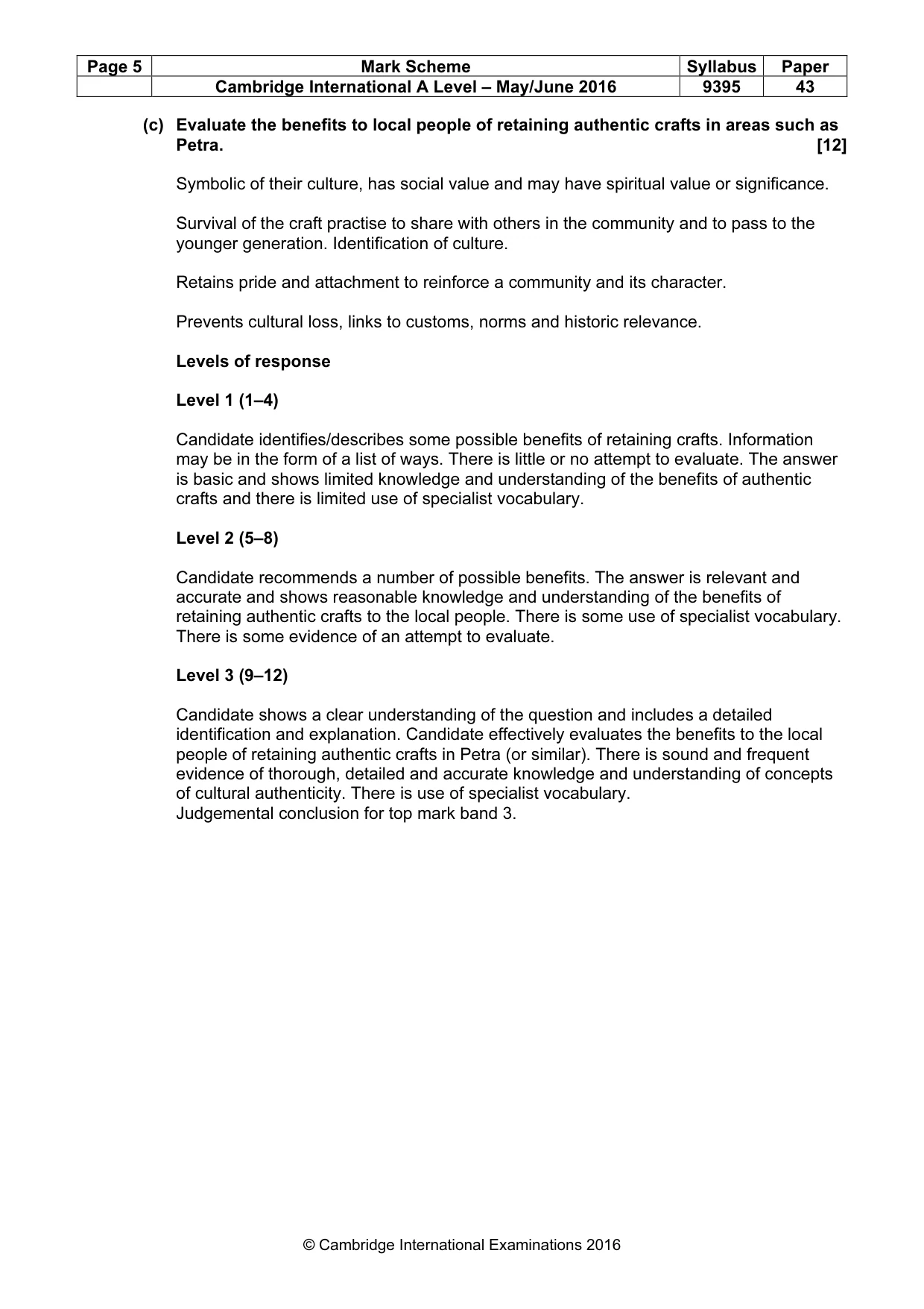 Mark scheme, page 5 of 5